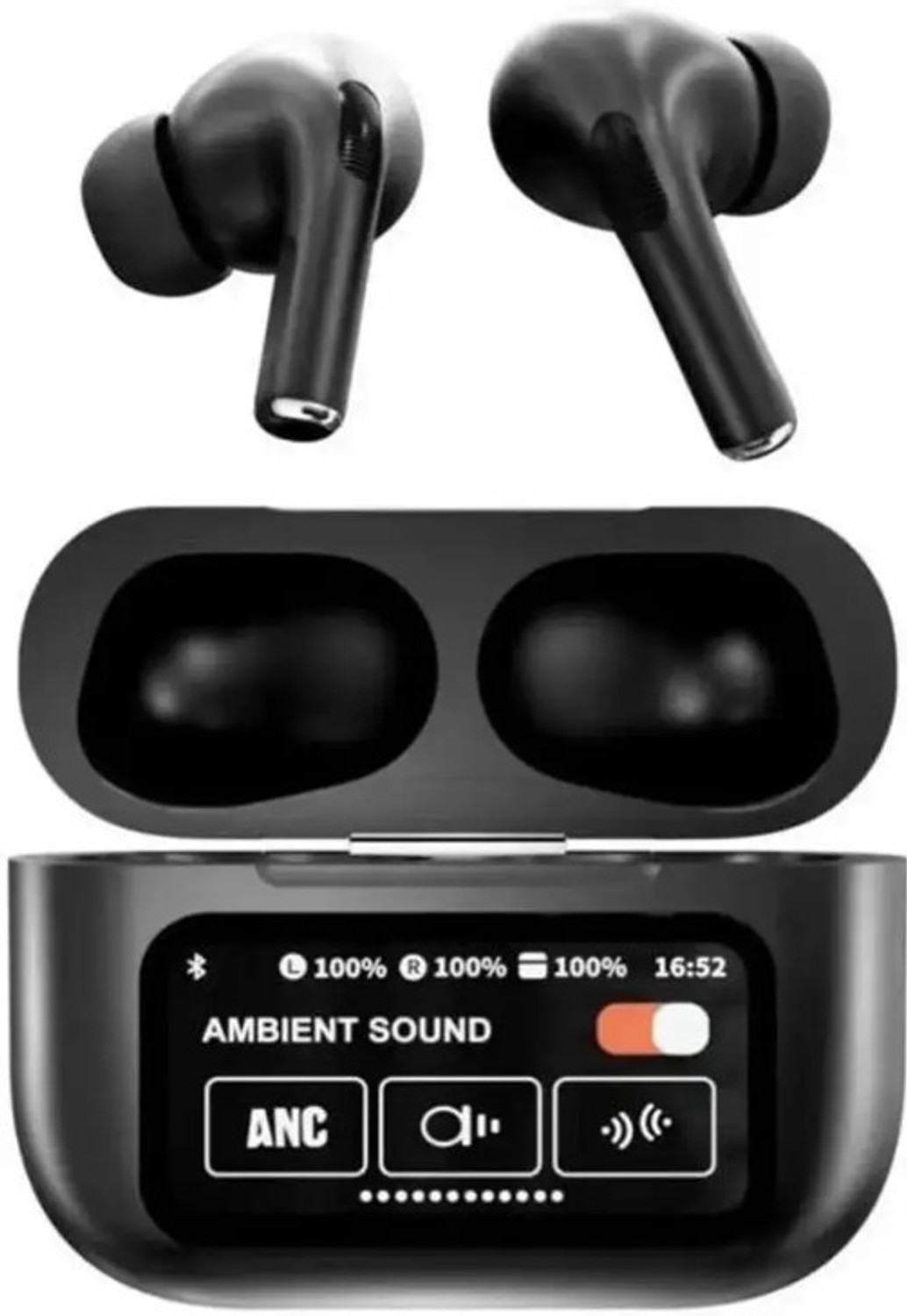 Image of ELVIBE Display Buds with Touch Screen Display Earbuds Bluetooth Headset (Black, True Wireless)