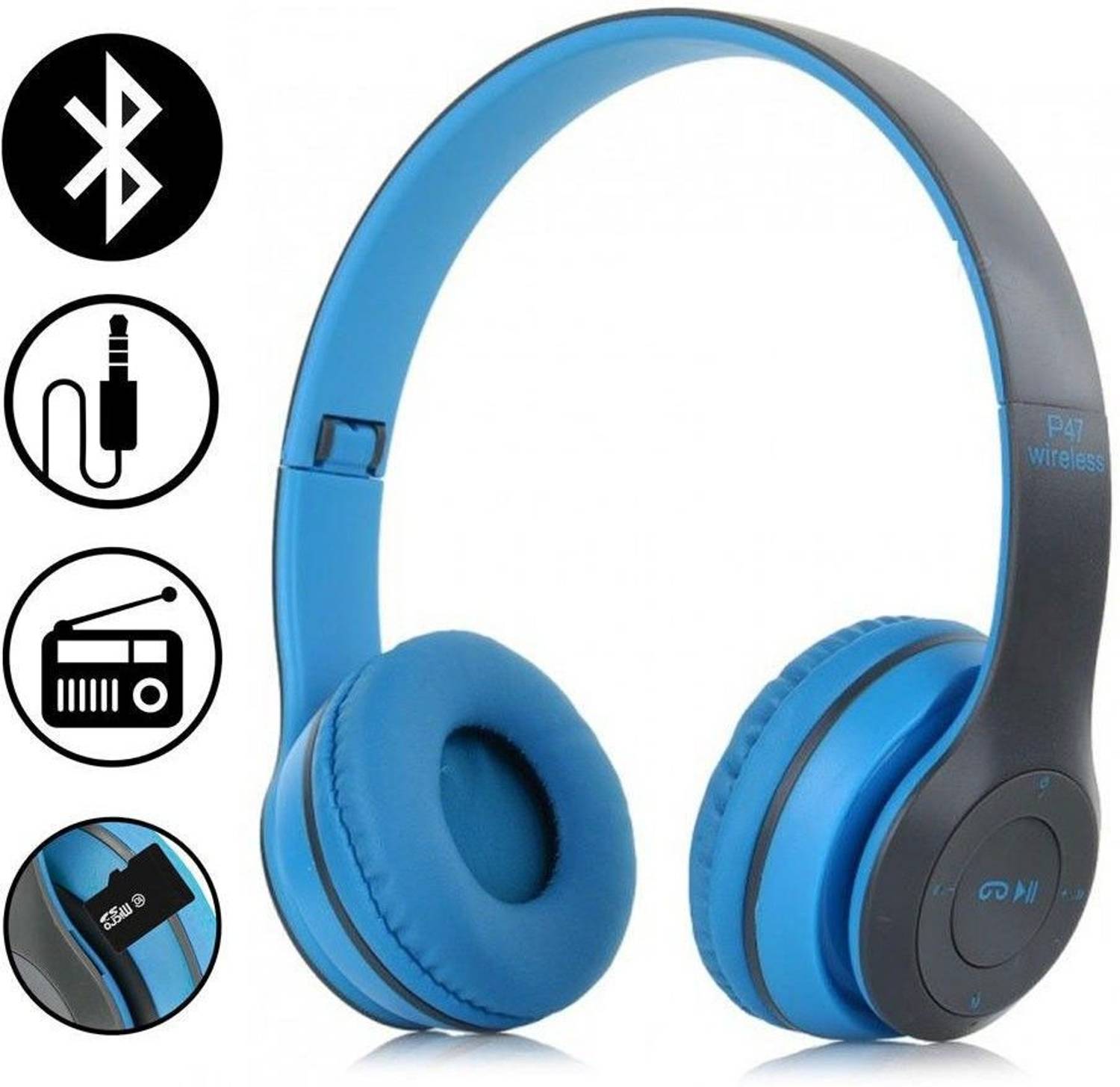 BASS BLING Wireless Bluetooth Portable Sports Headphones with Mic