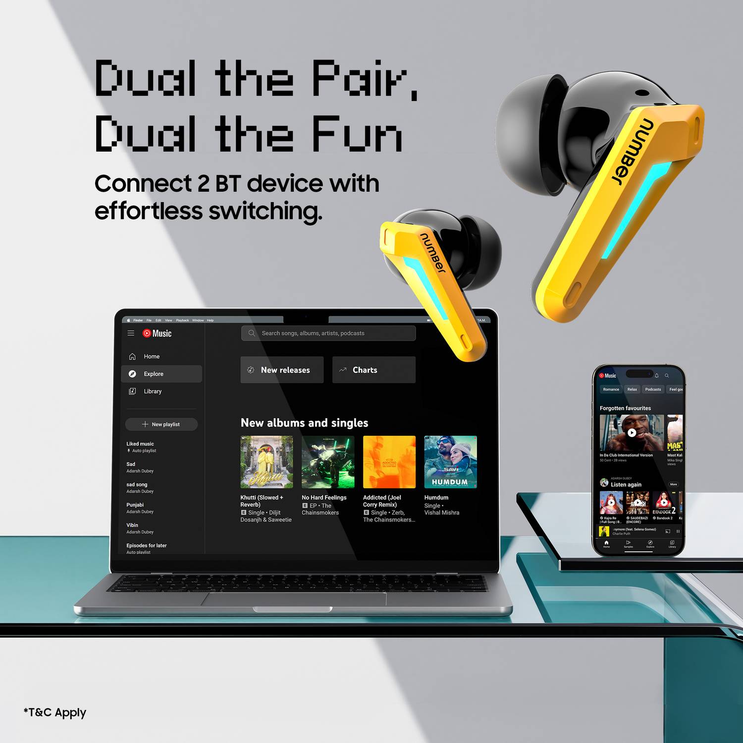 Number Super Buds GT M9 Gaming TWS Earbuds, 60Hr Playback, ANC, 4