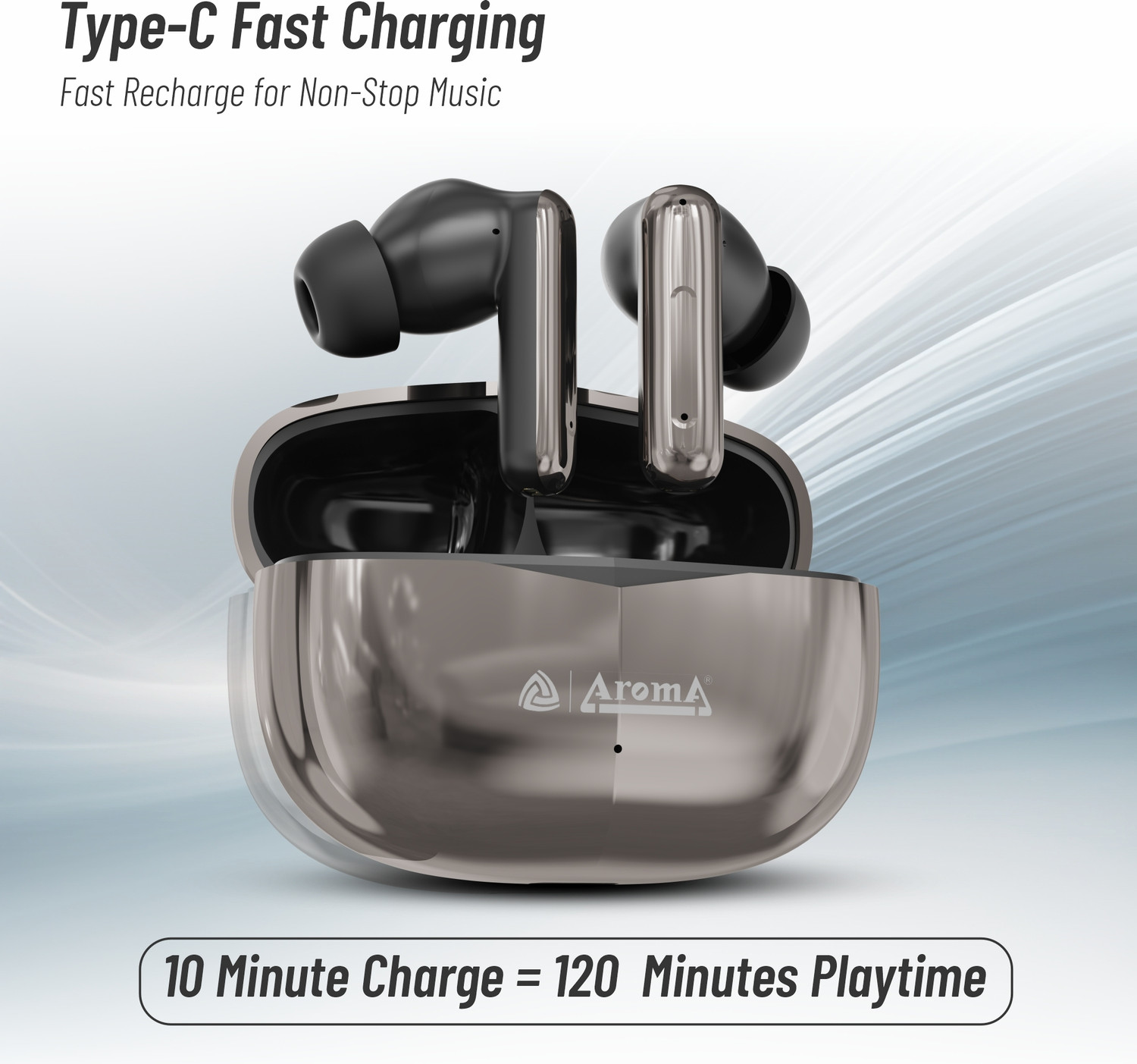 Image of Aroma TWS1 V5.4 Upto 60Hr Playtime*, ENC, Dual Paring, Fast Charging, Heavy Bass Bluetooth