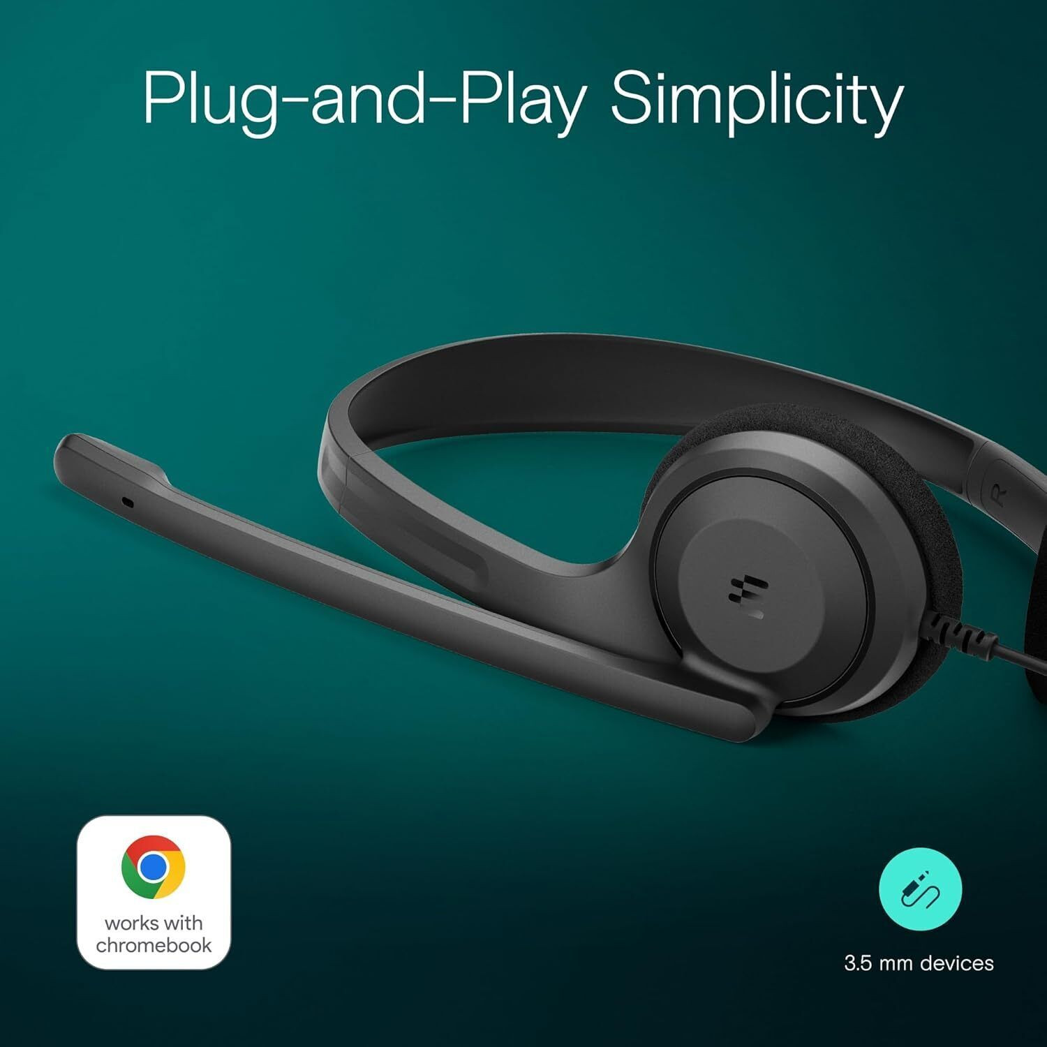 Image of epos C1 Professional Headset with Mic, 3.5mm Jack, Noise-Canceling Wired