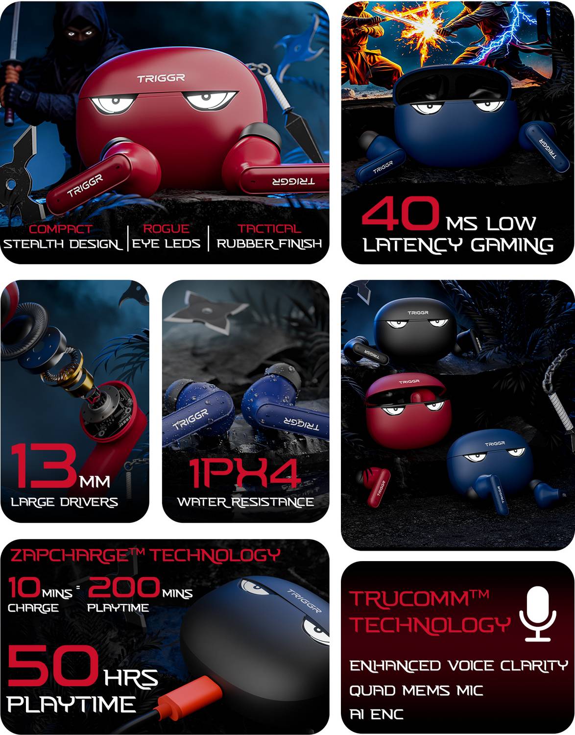 TRIGGR Kraken X5 50H Battery Bluetooth Headset - Image 2