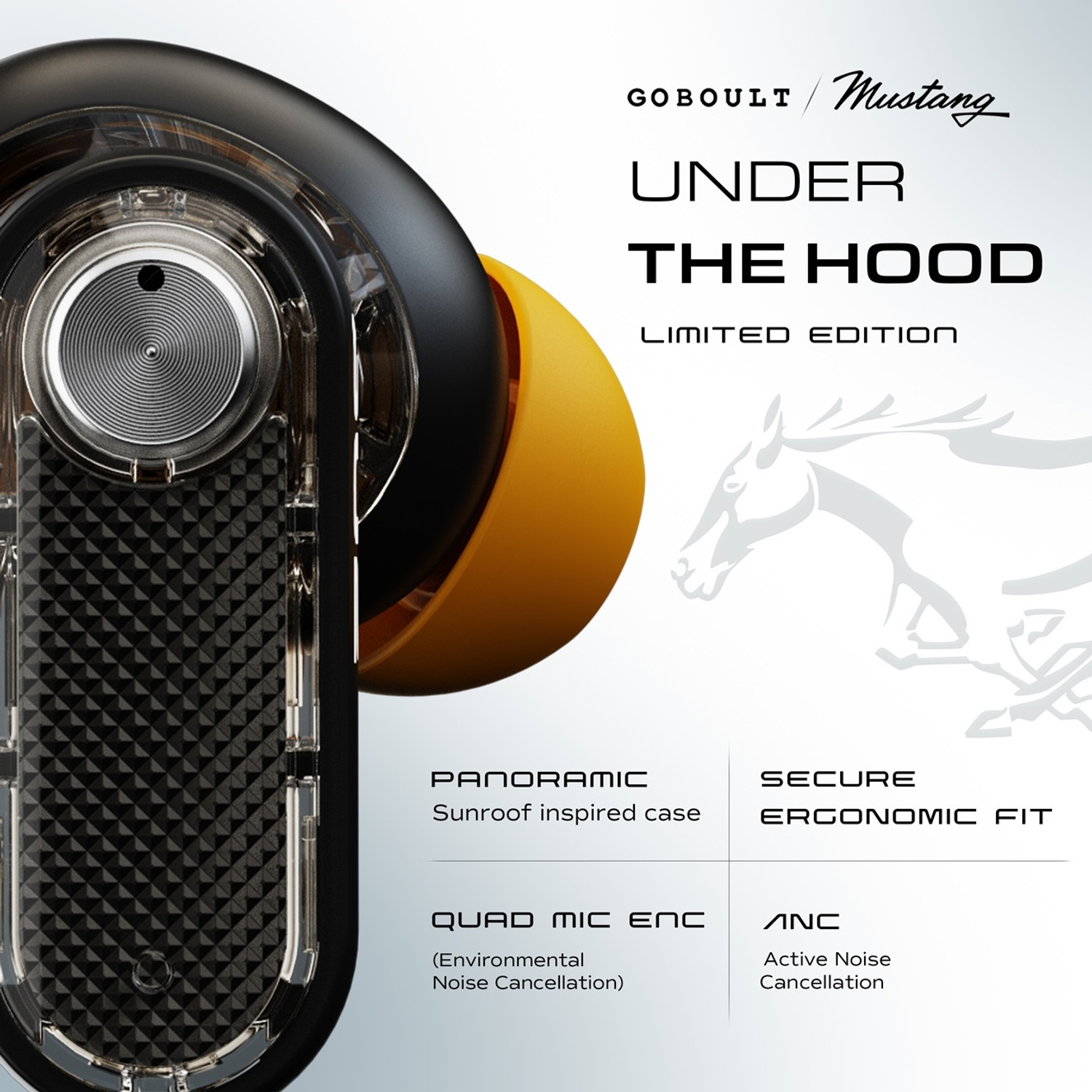 Image of GOBOULT Mustang Sprint, App Support, Dual Pairing, 60Hrs, 32dB ANC & Quad Mic ENC, 6.0v Bluetooth