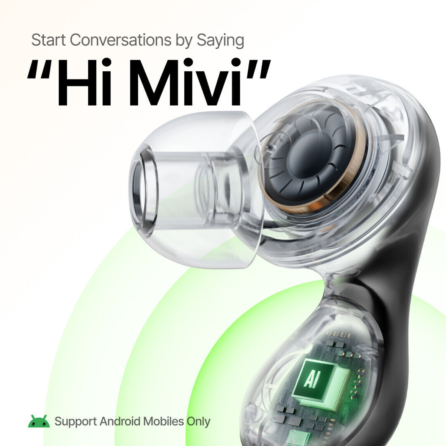 Image of Mivi AI-Buds (Breakthrough Launch), World's 1st Human-like AI, Android Only Bluetooth