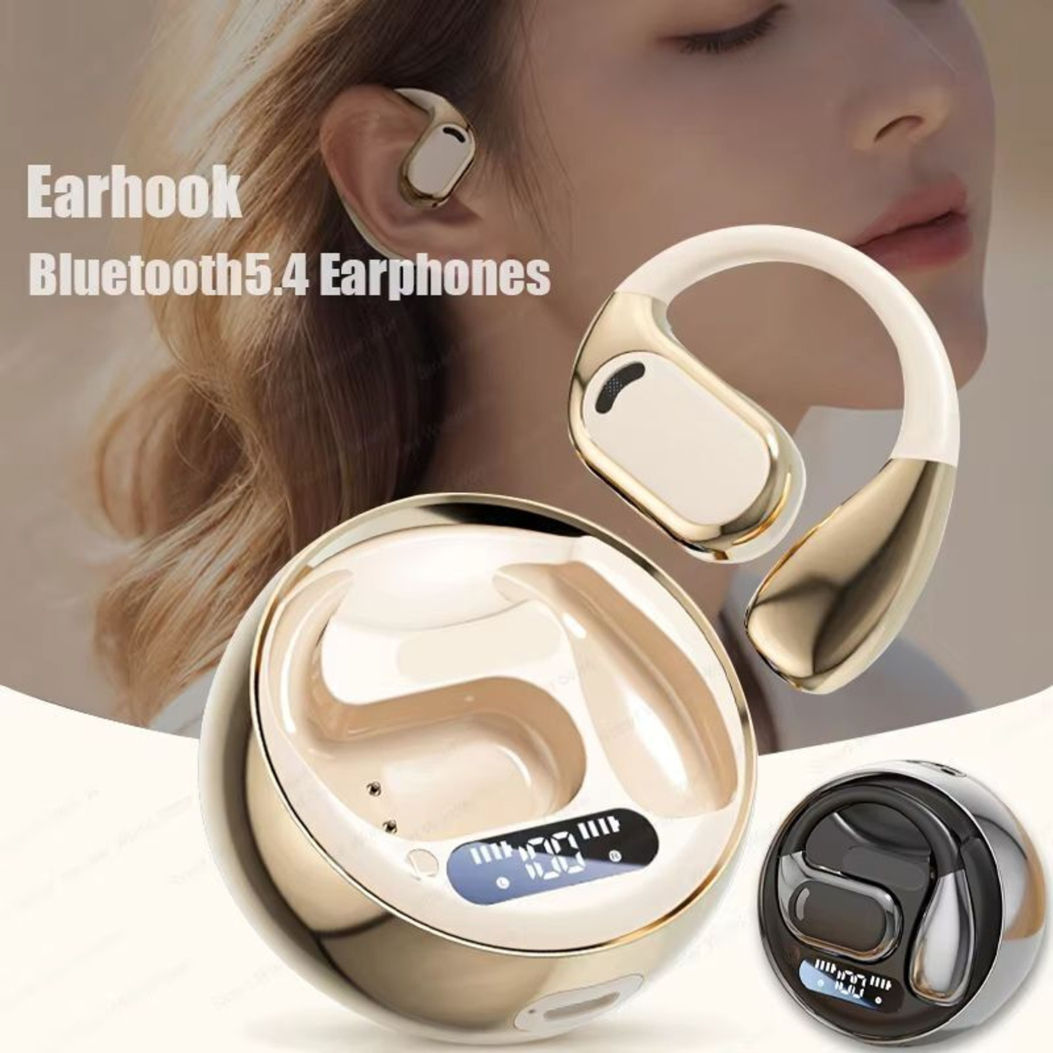 Image of Alible Open Ear Hook Earbuds Sports with LED Digital Display and IPX5 Waterproof Bluetooth