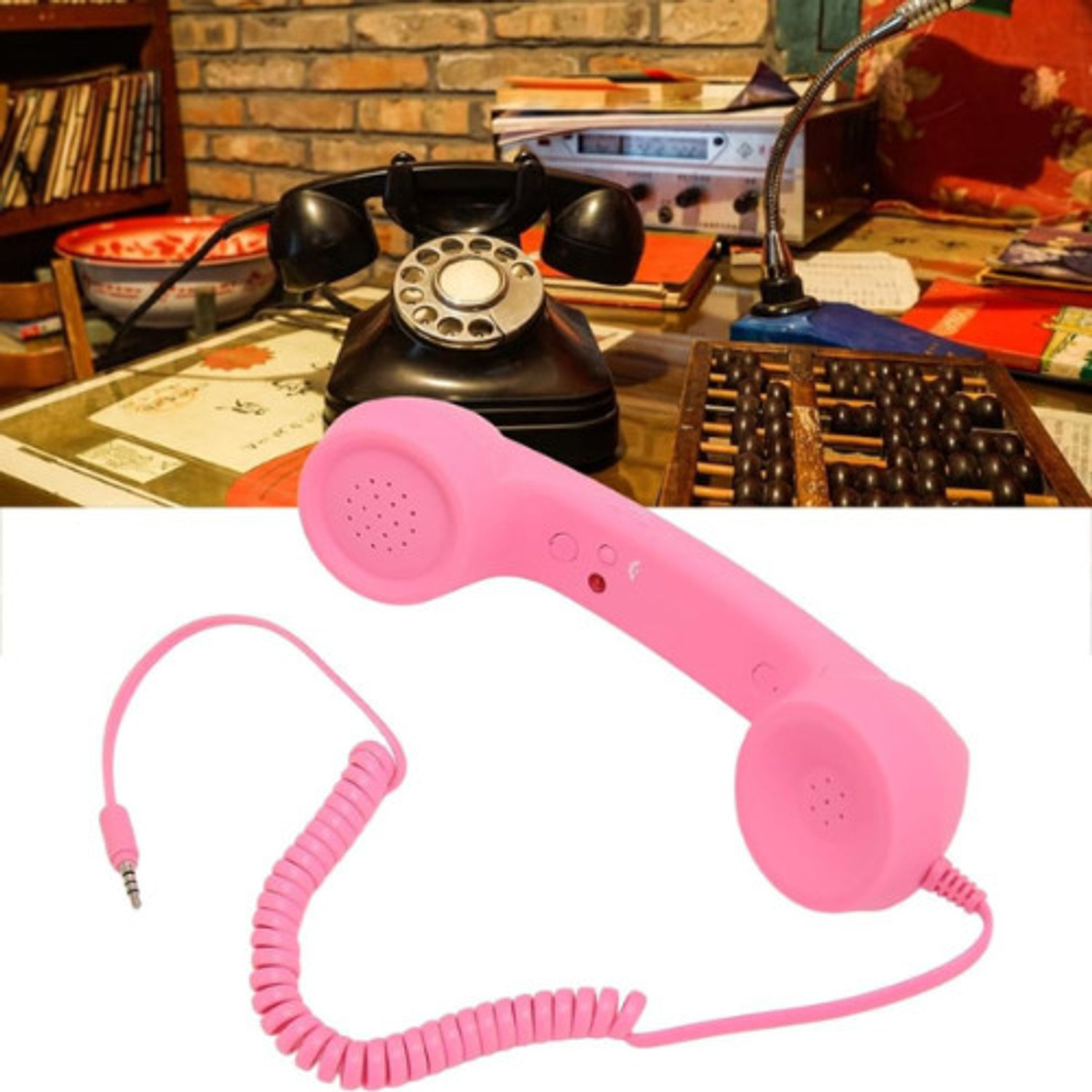 Image of DRUMSTONE CocoPhone Retro Handset Vintage Style Phone Receiver for Smartphones Hands-Free Wired