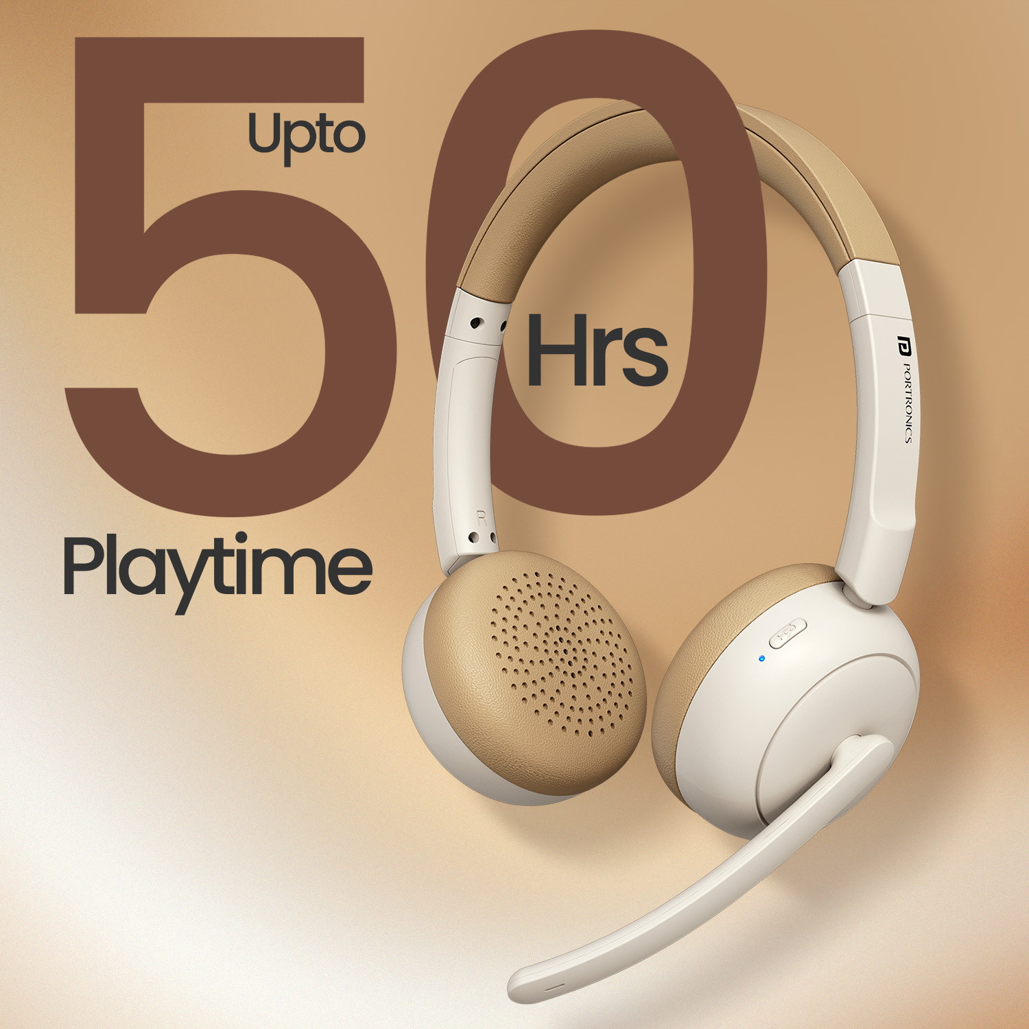 Image of Portronics Muffs A3 On ear Headphone,Inbuilt Flexible Boom Mic,Dual ENC Technology,50 Hrs Bluetooth
