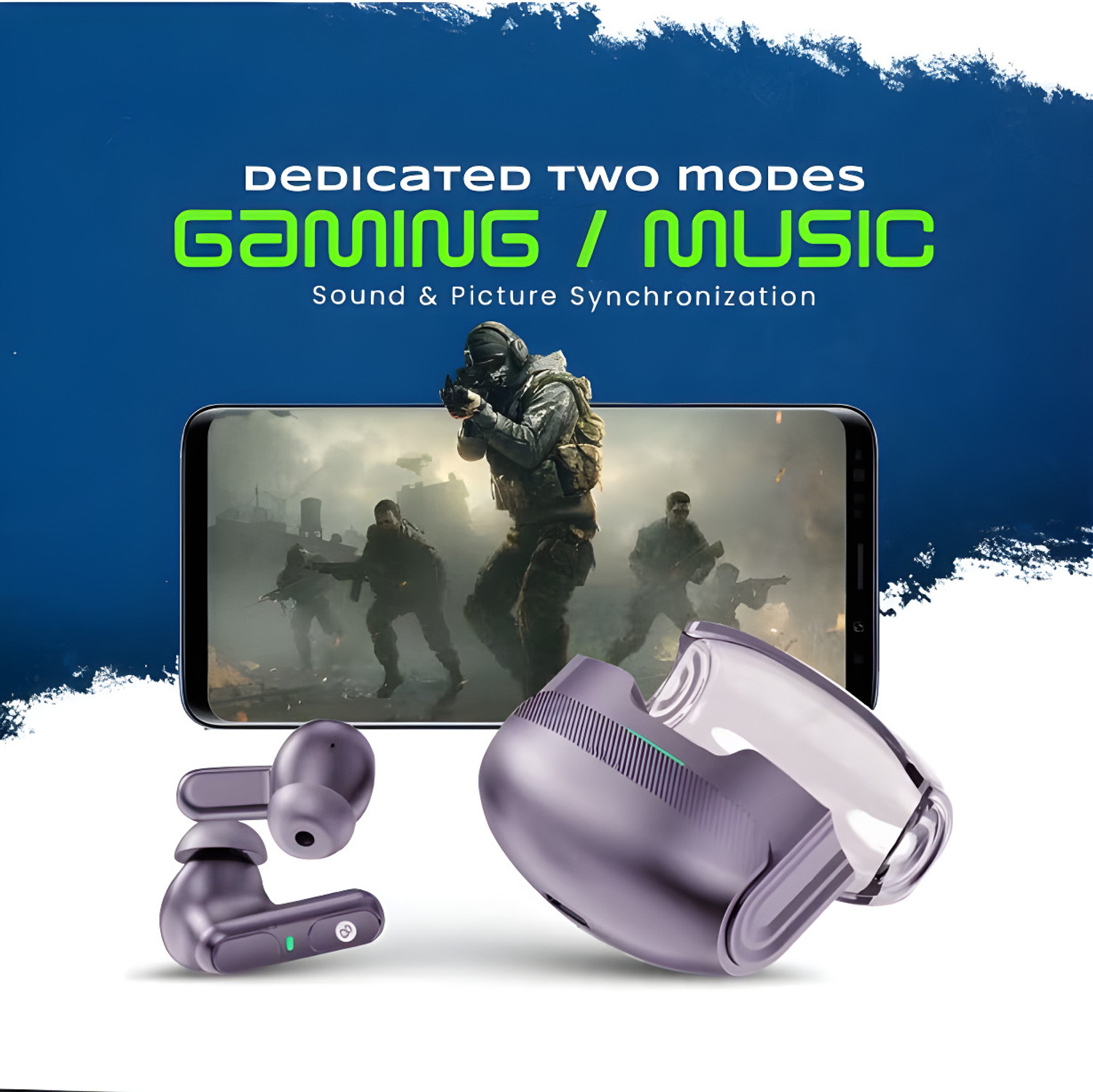 Image of EARBASS Ubon J29 Ultra Low Latency, Quad Mic ENC, IPX5, Fast Charging With RGB Light Bluetooth