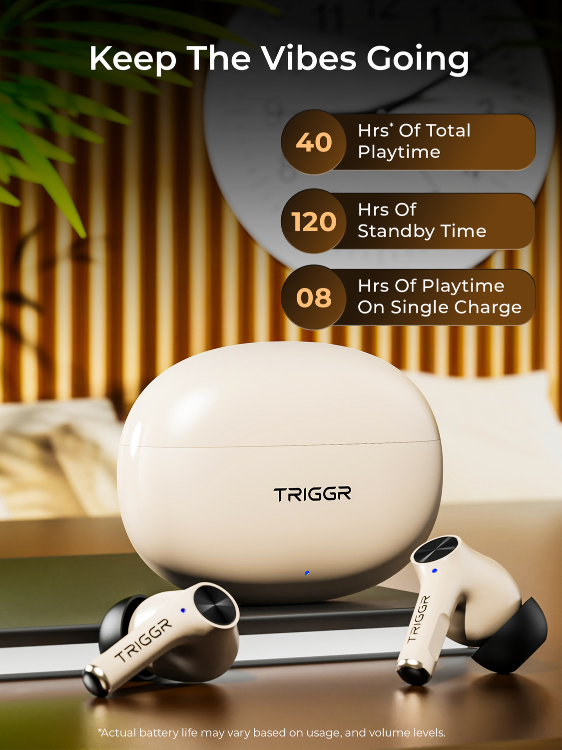Image of TRIGGR Ultrabuds Go with 40H Playtime, AI ENC, Dynamic Drivers, Type-C Fast Charging Bluetooth