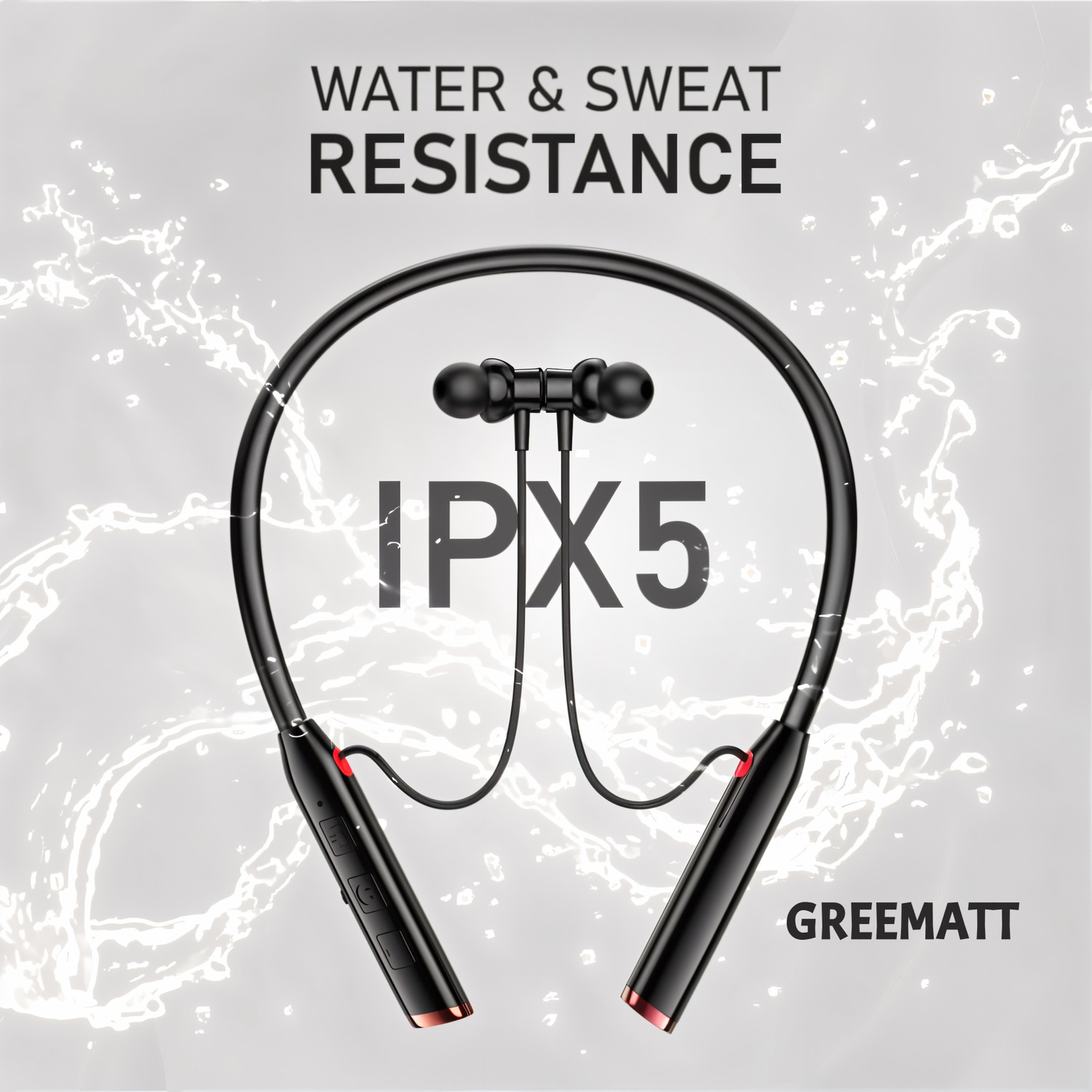 Image of GREE MATT N80 Vibration Alert 48 Hours Playtime Cancellation Waterproof Neckband S2 Bluetooth