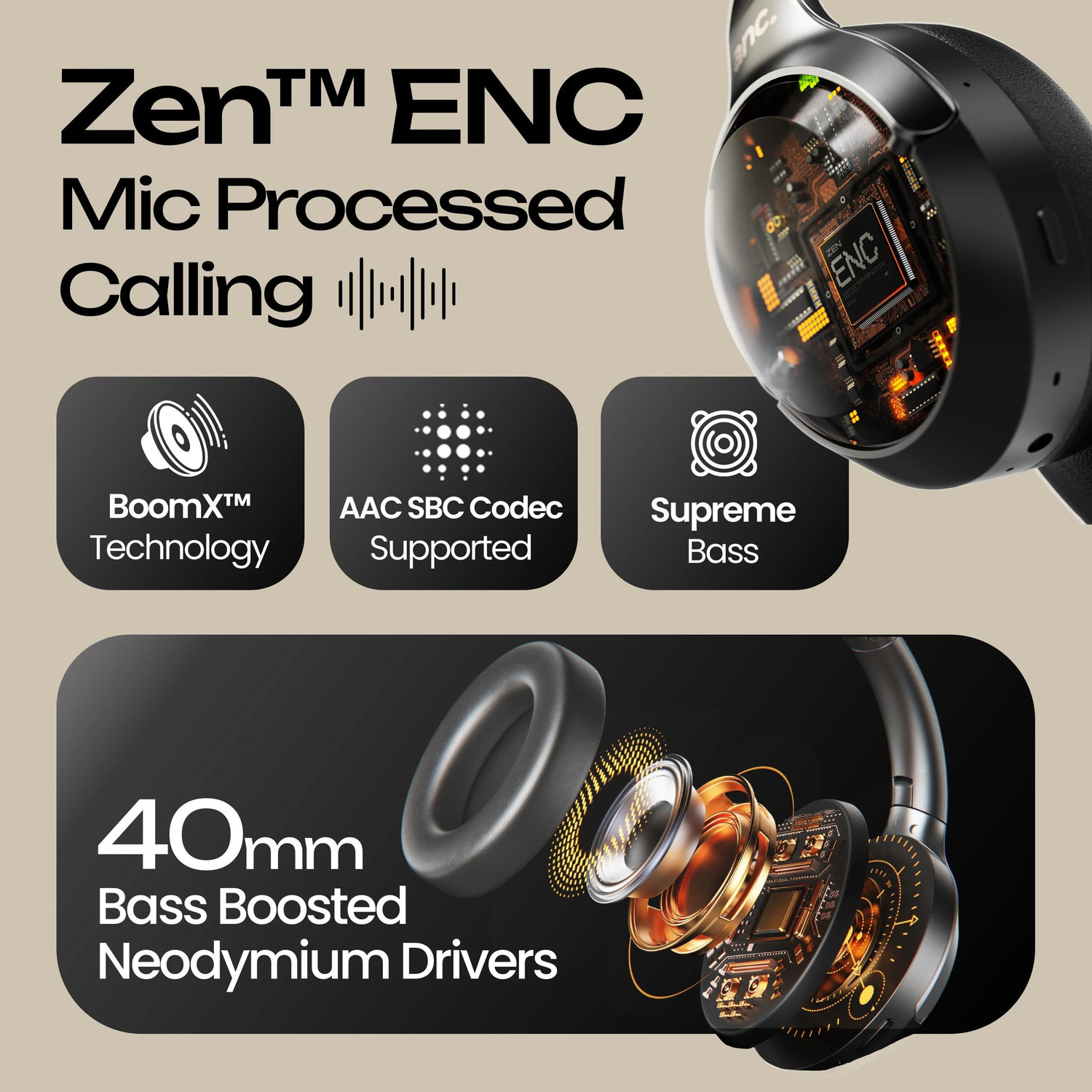 Image of GOBOULT Anchor ANC Calling, 72H Battery, Dual Pairing, Foldable Built Bluetooth & Wired