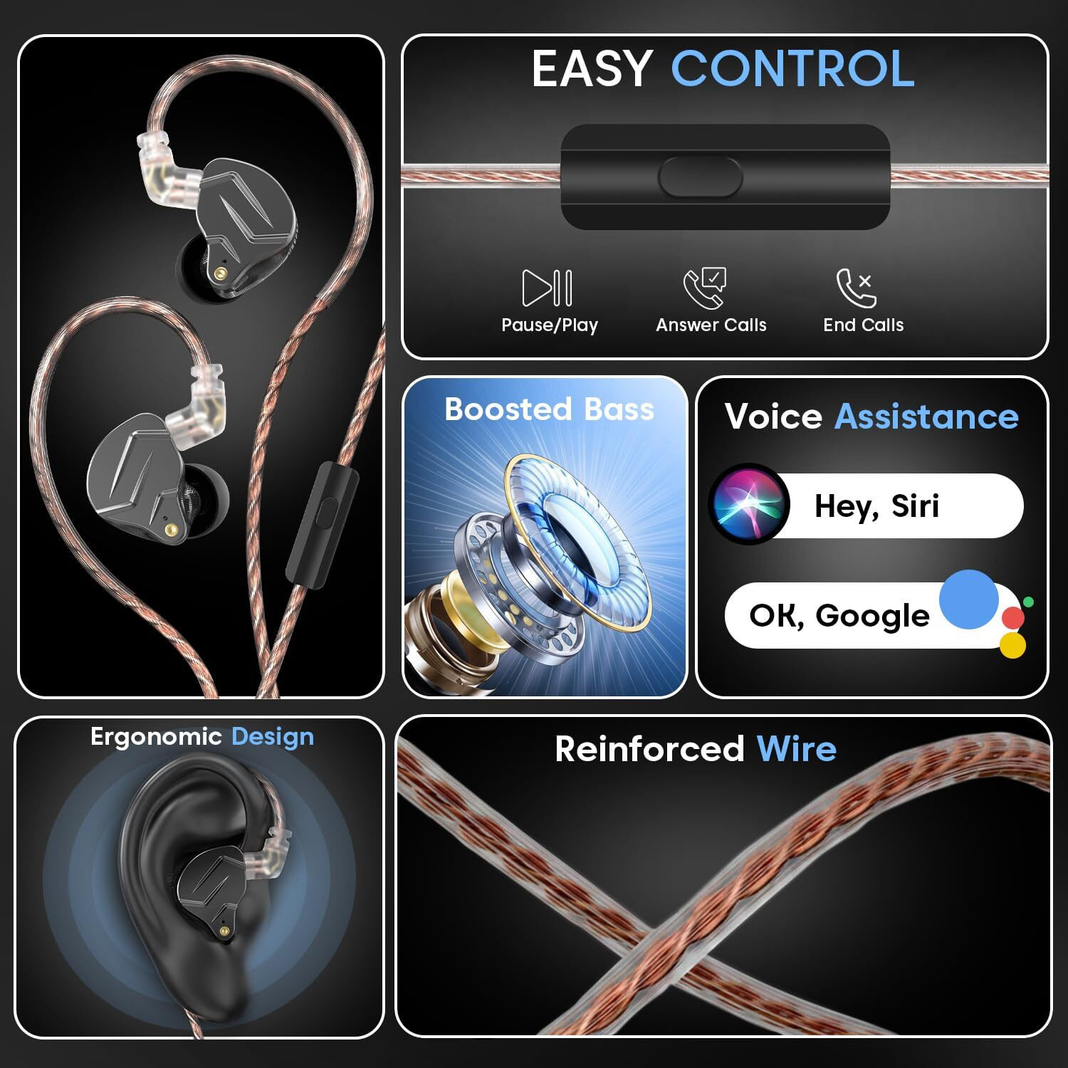 Image of sounce Hybrid 1BA 1DD In-Ear Monitor Earphones with Mic High Resolution 3.5mm Wired Wired