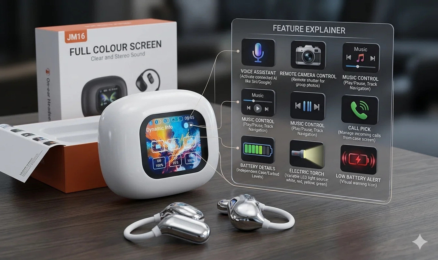 Image of XORQO TECH Ear buds 2 inch touch screen high quality control all phone Bluetooth
