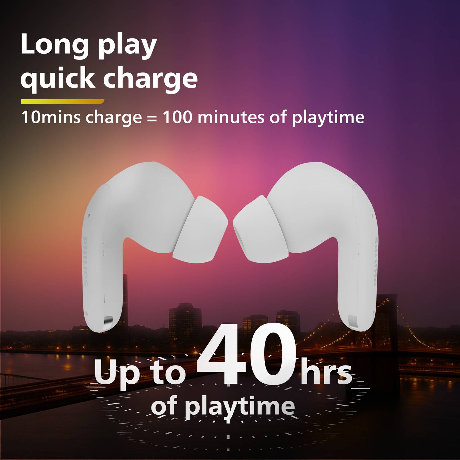 PHILIPS TAT1269WT In-Ear Earbuds 13mm Drivers - Image 5