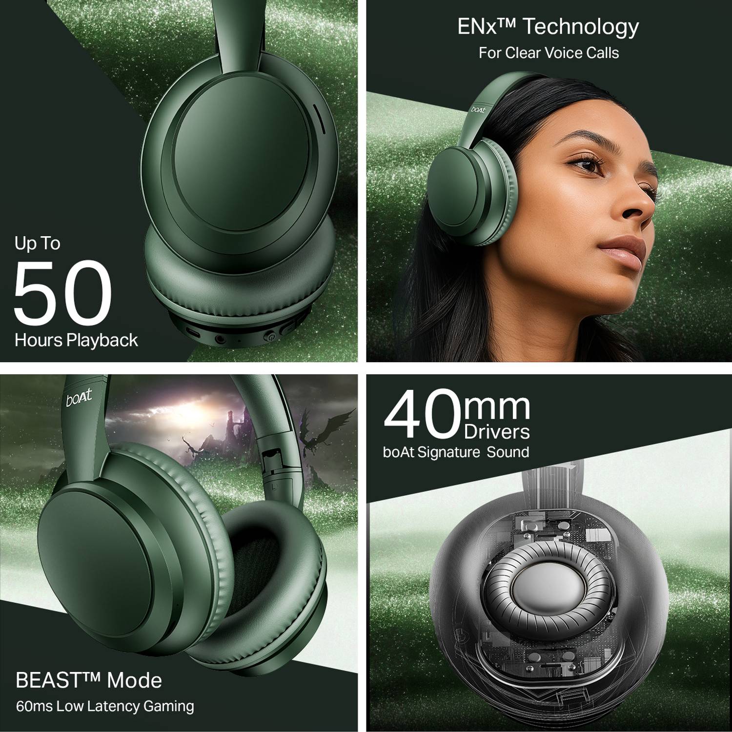 boAt Rockerz 371 Wireless Headphones, 40mm Drivers, 50H Battery - Image 2