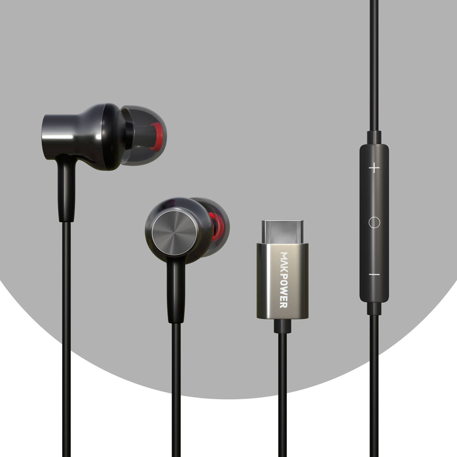 MAK POWER C-Type Earphones with Mic & Vol Controls Heavy Bass In-