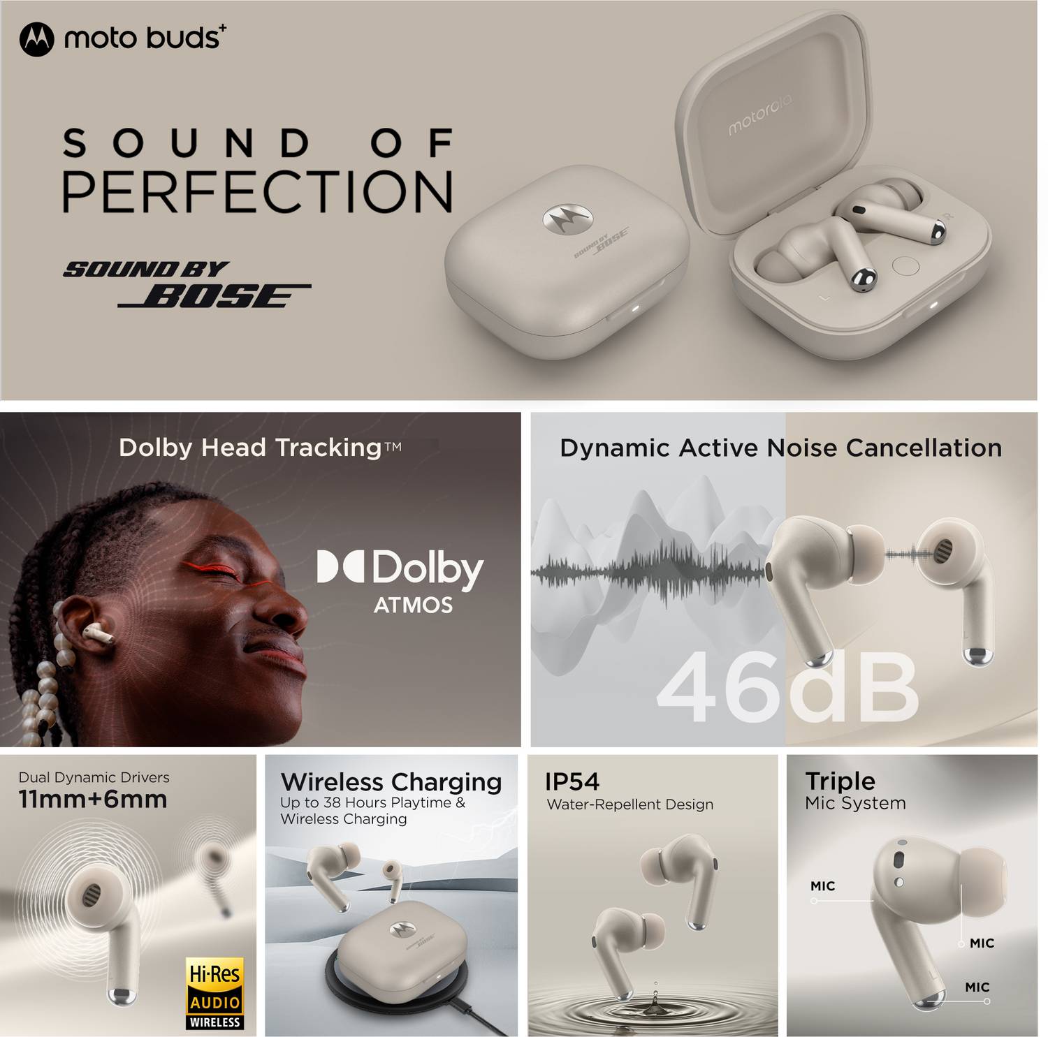 Motorola Moto Buds+ Wireless Earbuds - Image 2