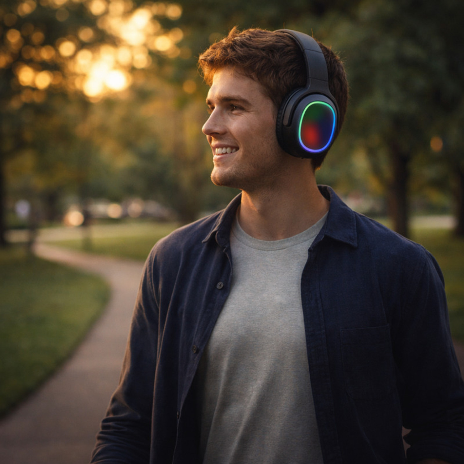 Image of Elevea Premium RGB LED Light Wireless Bluetooth Gaming Headphone - 15 Years Warranty Bluetooth