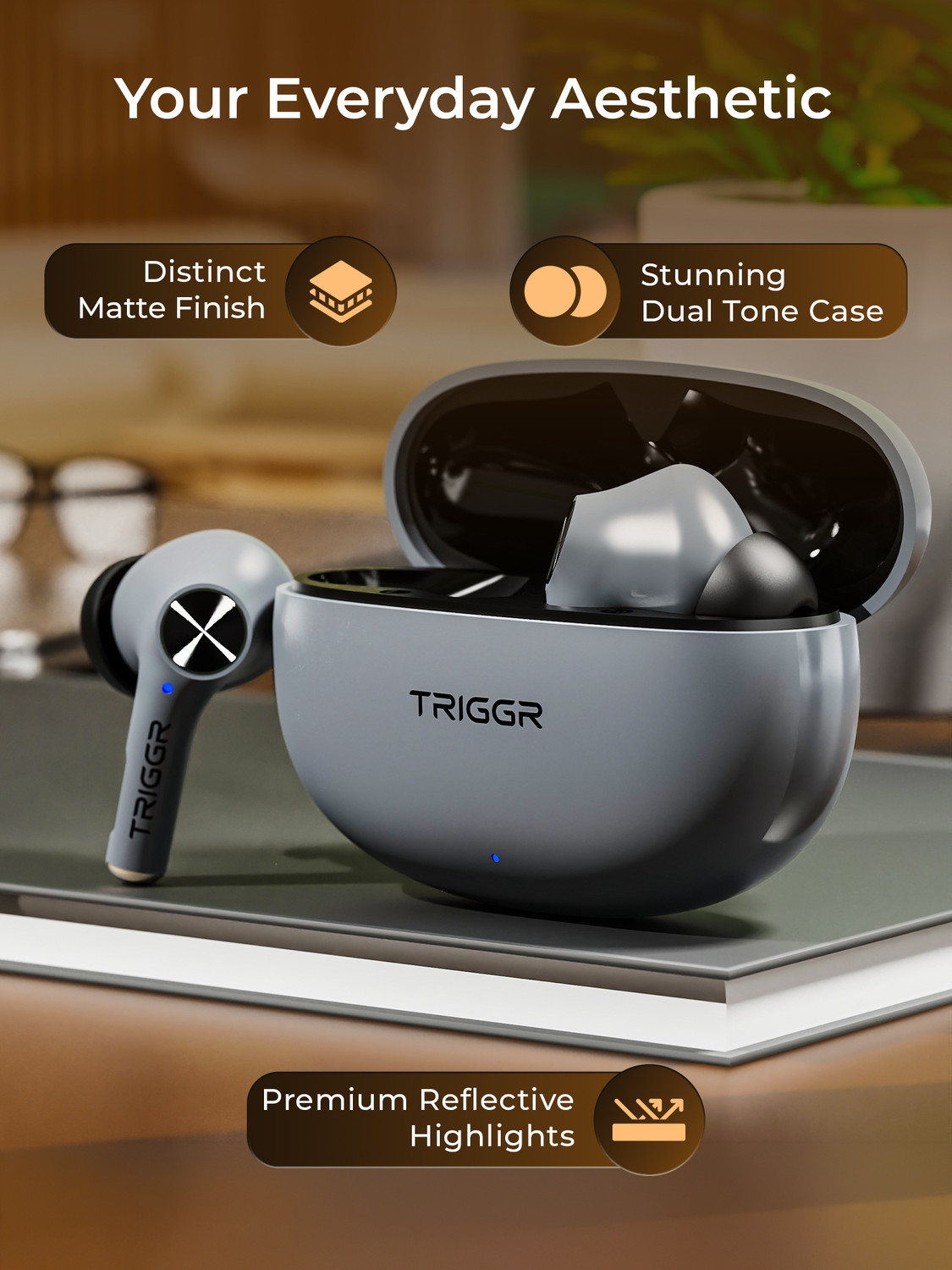 Image of TRIGGR Ultrabuds Go with 40H Playtime, AI ENC, Dynamic Drivers, Type-C Fast Charging Bluetooth