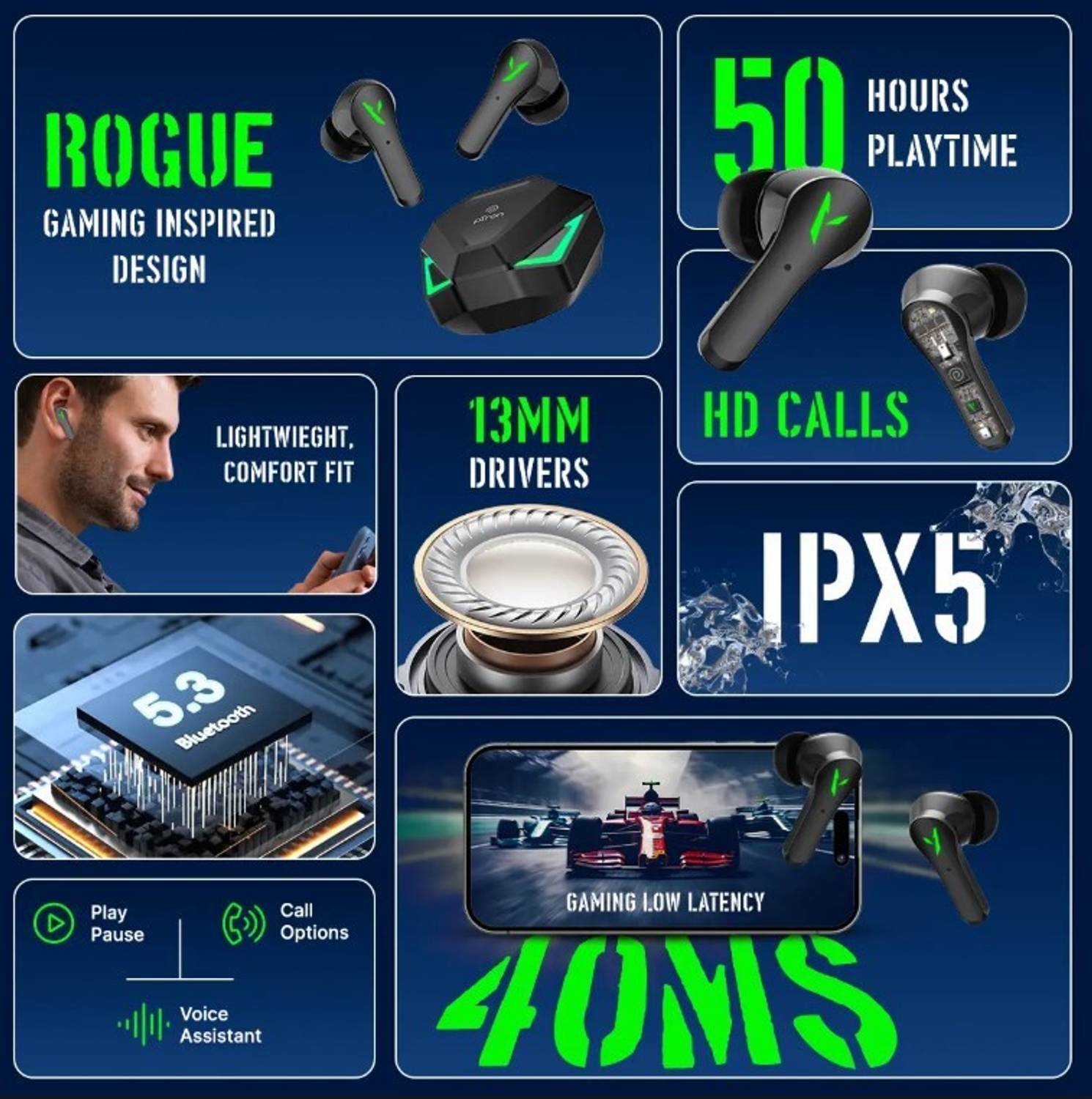PTron Bassbuds Rogue Bluetooth Earbuds - Image 2