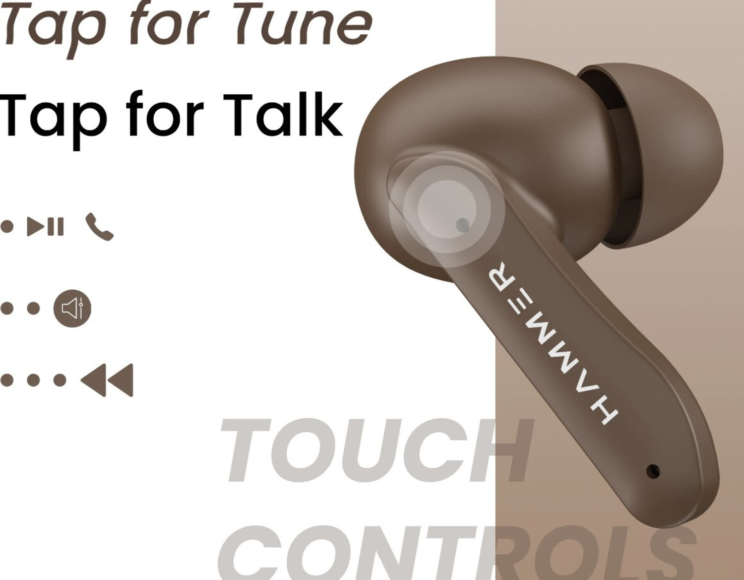 Image of Hammer ENC|22Hrs Playtime|Touch Control|Pro+ Bluetooth Calling|IPX4|v5.3 Bluetooth