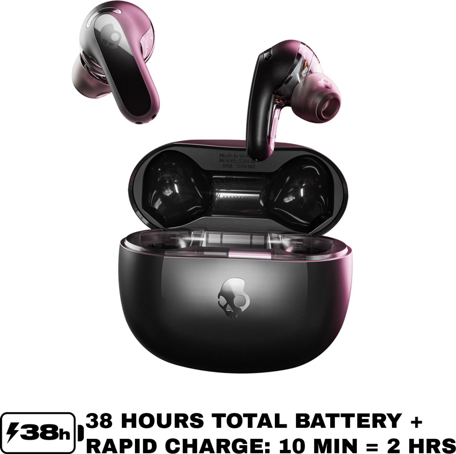 Skullcandy Rail ANC TWS 4-mic,Wireless Charging Case, Dual Pairing