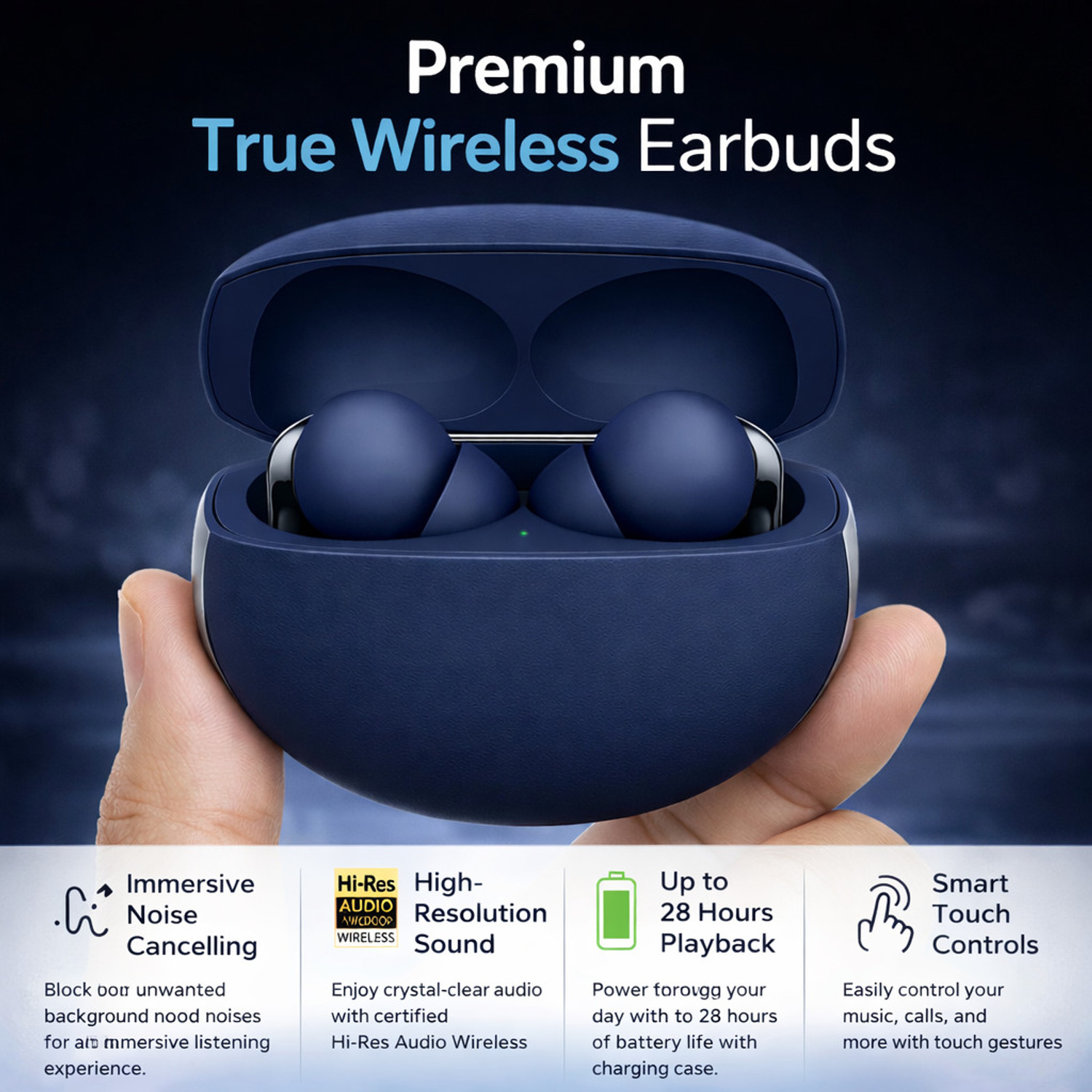 Image of Lynacz Original Compatible For OnePlus Buds Pro 3 Bluetooth Earbuds Noise Cancellation - (Blue) Bluetooth