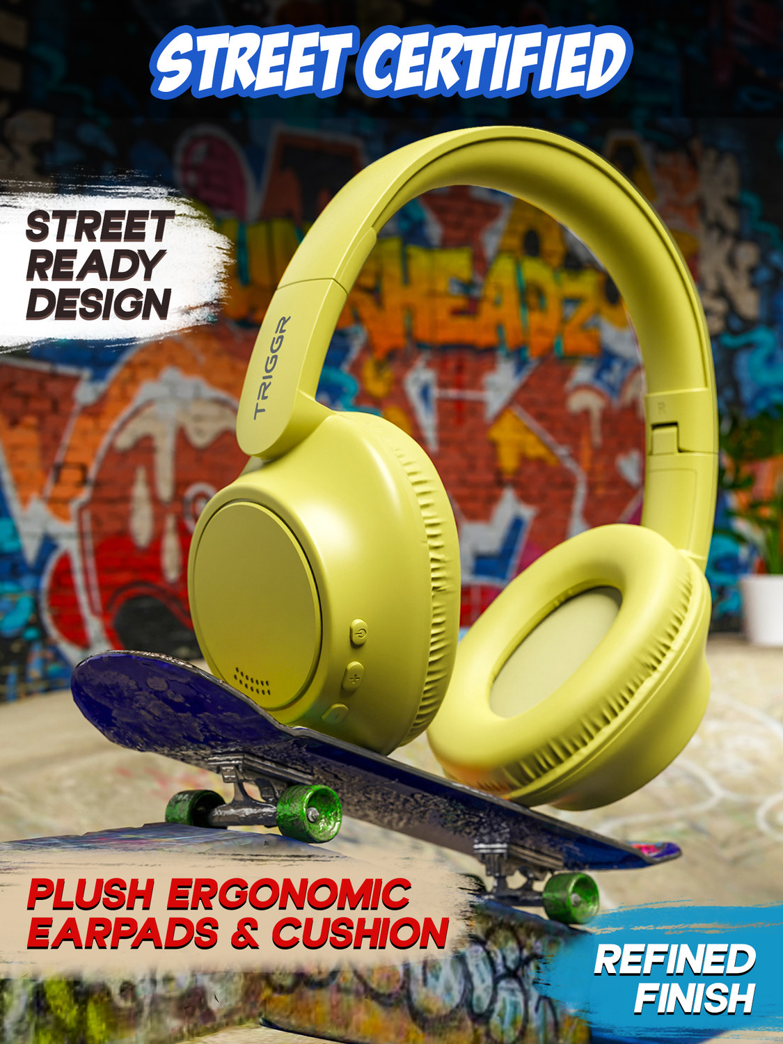 Image of TRIGGR Punkheadz Z4 with 50H Battery, Dual Pairing, 40mm Drivers, Gaming Mode, BT v6.0 Bluetooth