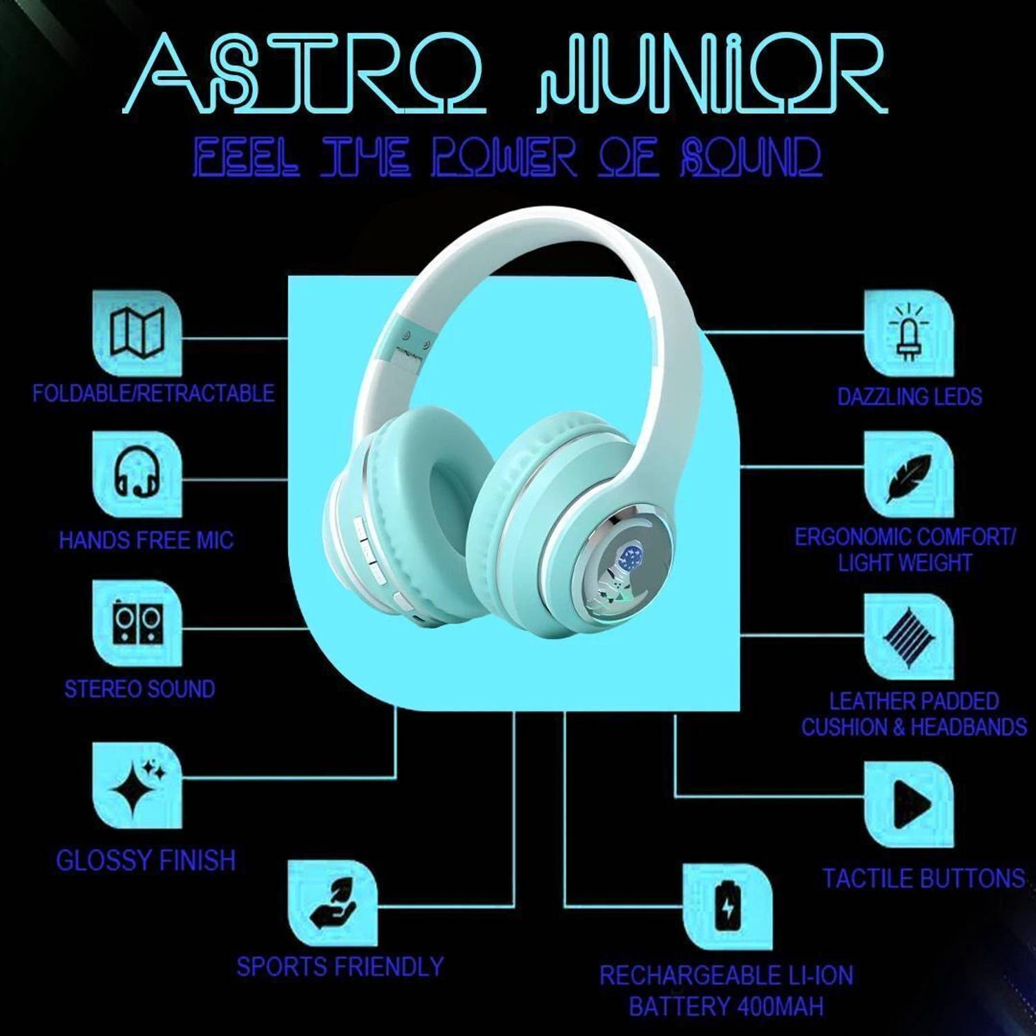 PunnkFunnk Astro Junior Kids’ Bluetooth Headphones - Image 5