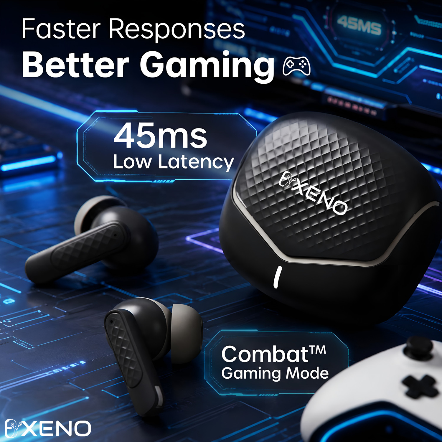 Image of Bxeno Z40 v2.0 48Hrs Battery Life, Quad Mic ENC, 13mm Drivers,45ms Low Latency,5.4v[12 Bluetooth
