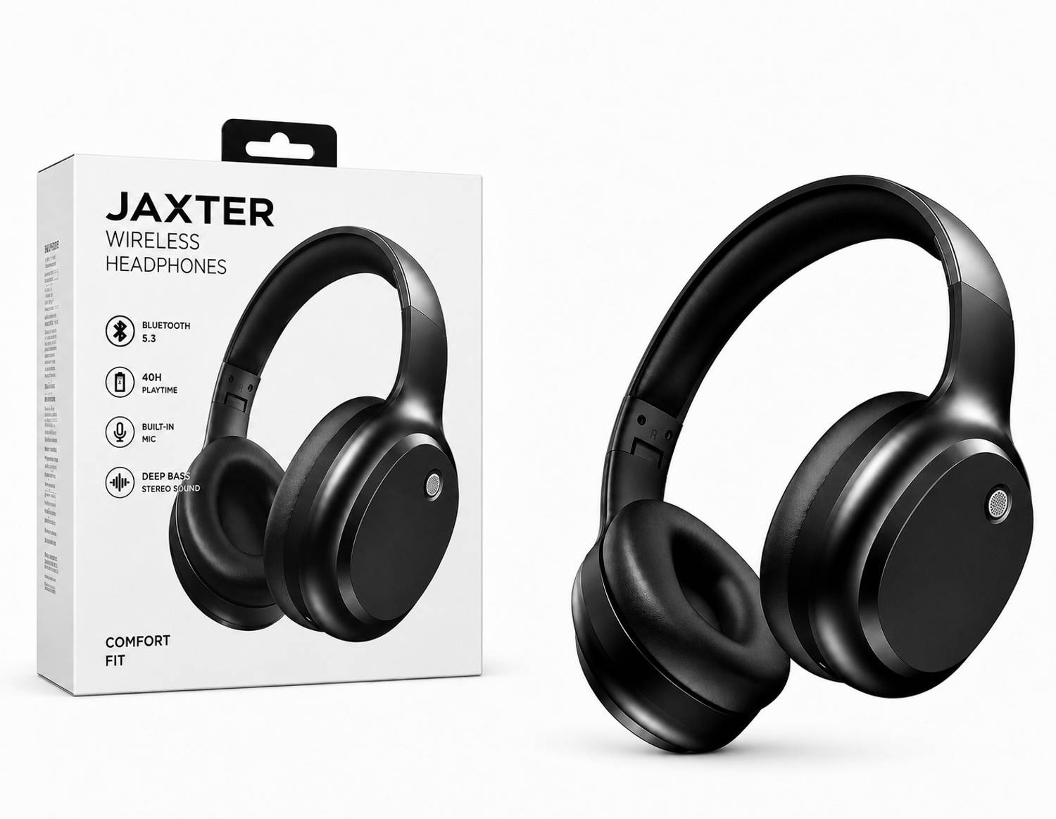 JAXTER Wireless Bluetooth Headphones 40mm Drivers 15h BT5.3