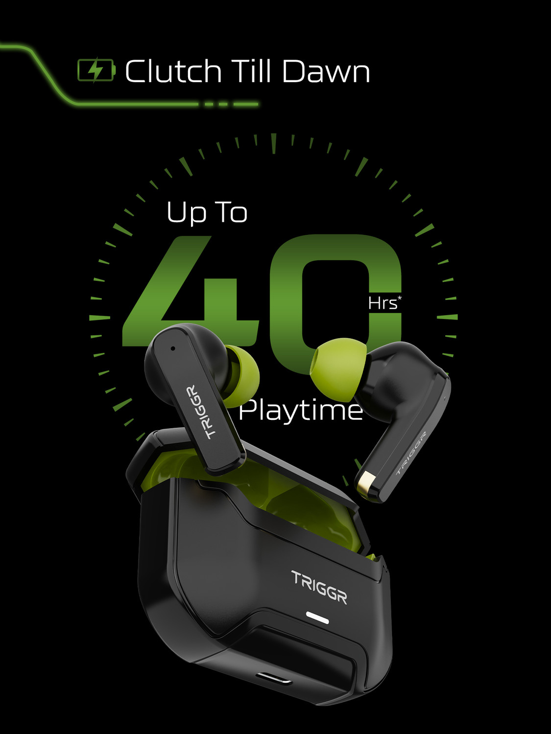 Image of TRIGGR Raze 1 with 40H Battery, 40ms Low Latency, Dual ENC Mic, Tactical Design, v5.4 Bluetooth