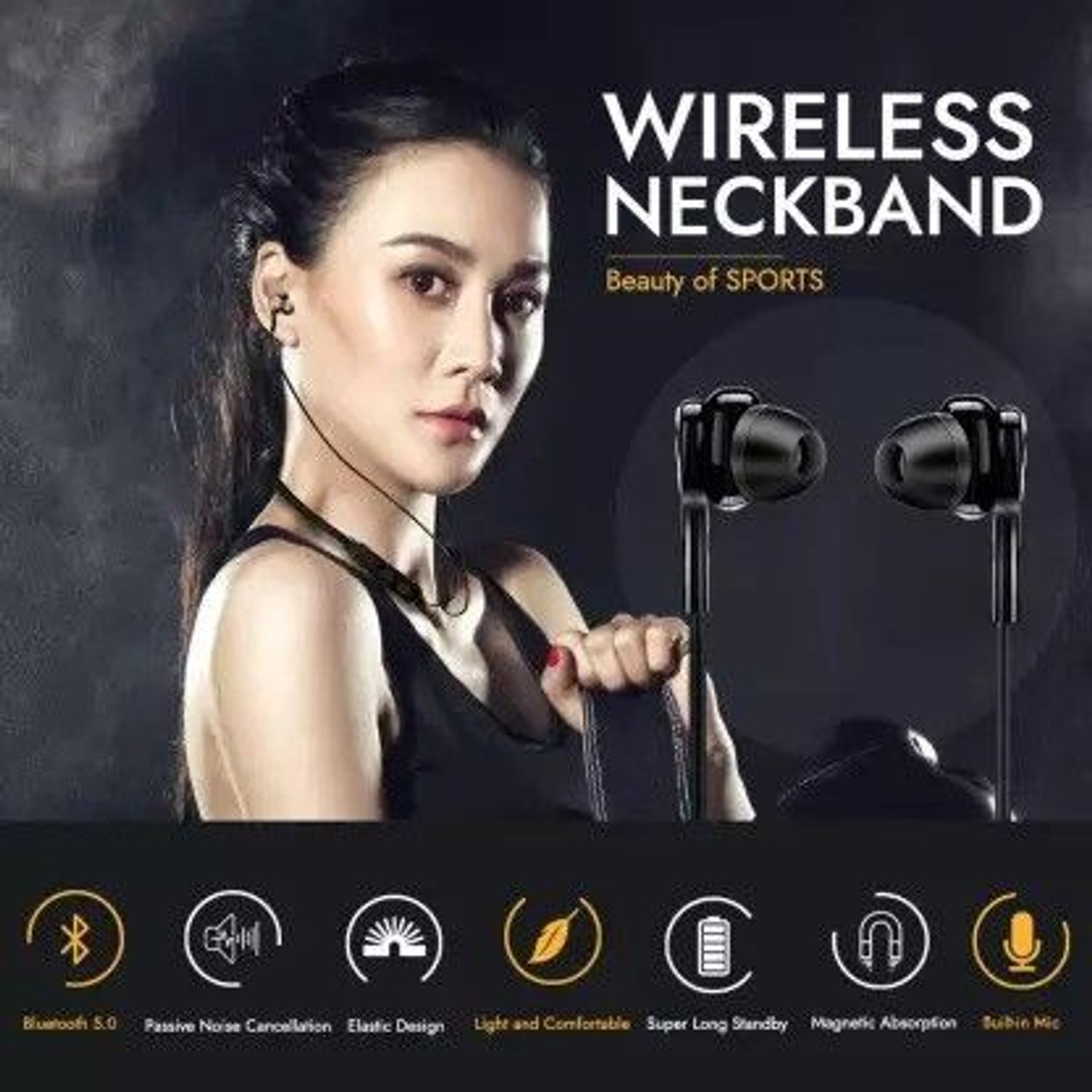 Image of ET BAZAR Sport Bluetooth Earphones with 8 Hours Play Time Bluetooth Gaming