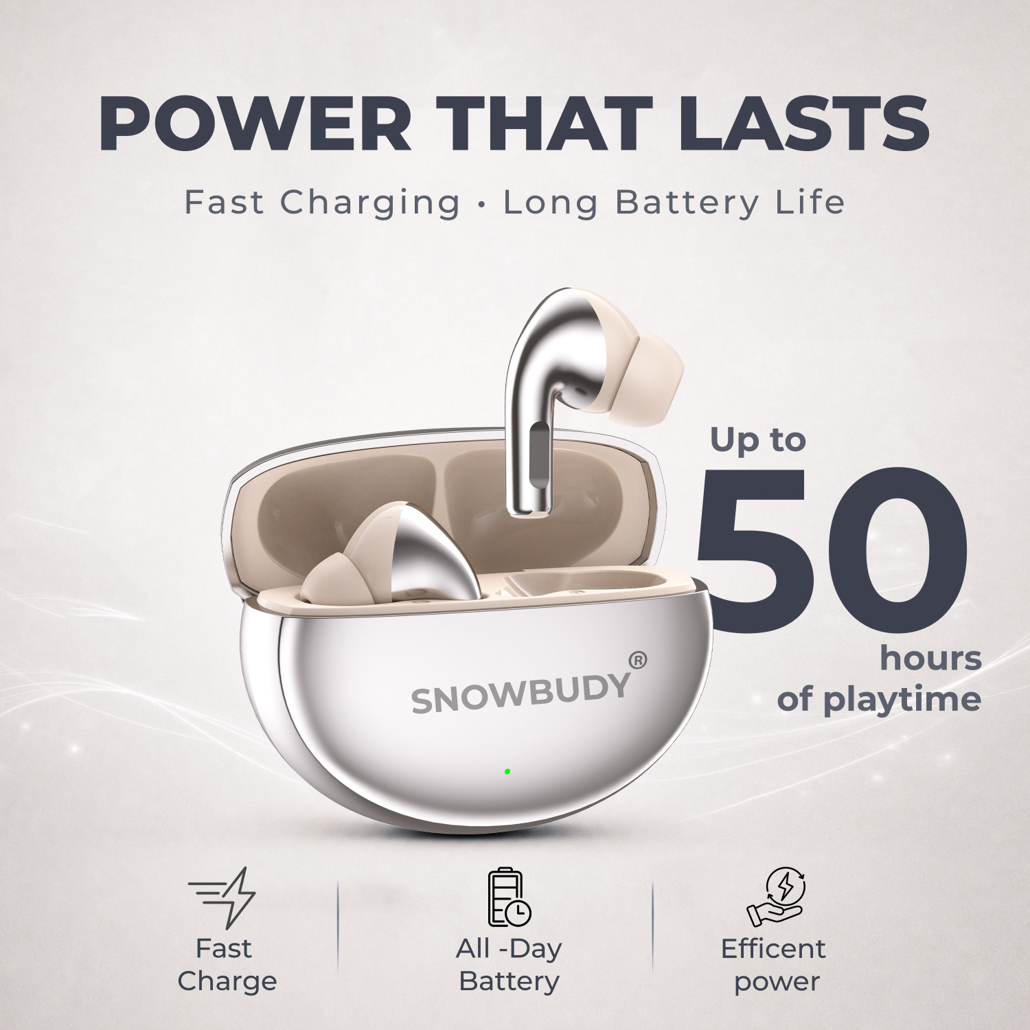 Image of snowbudy Nord 4Pro True Wireless Earbuds with Dual Mic & AI Crystal Clear Call-9 Bluetooth Gaming
