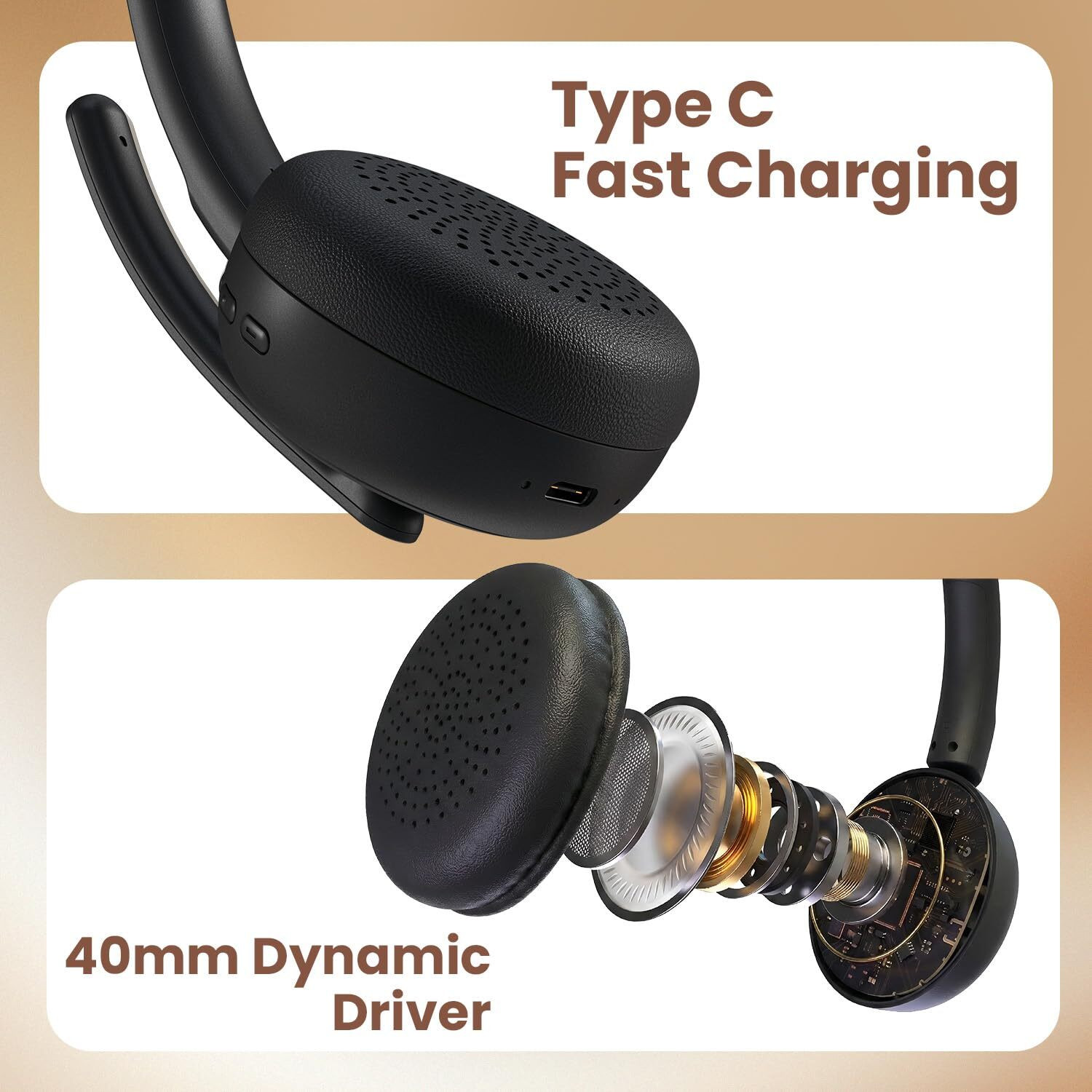 Image of Portronics Muffs A3 On ear Headphone,Inbuilt Flexible Boom Mic,Dual ENC Technology,50 Hrs Bluetooth