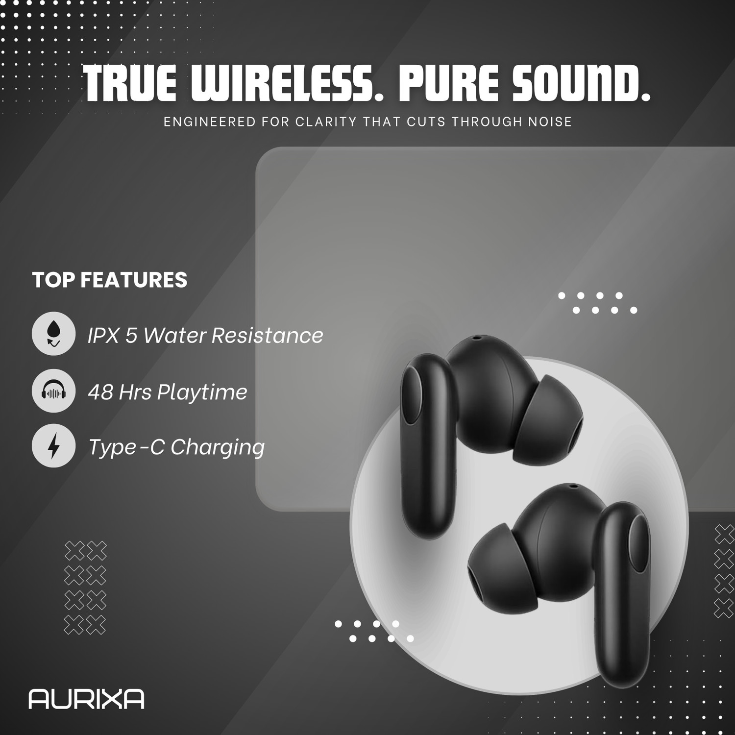 Image of AURIXA R2 Buds 48H Playtime, Dual Pairing, 13mm Speakers, Ai ENC, Low Latency-39 Bluetooth Gaming