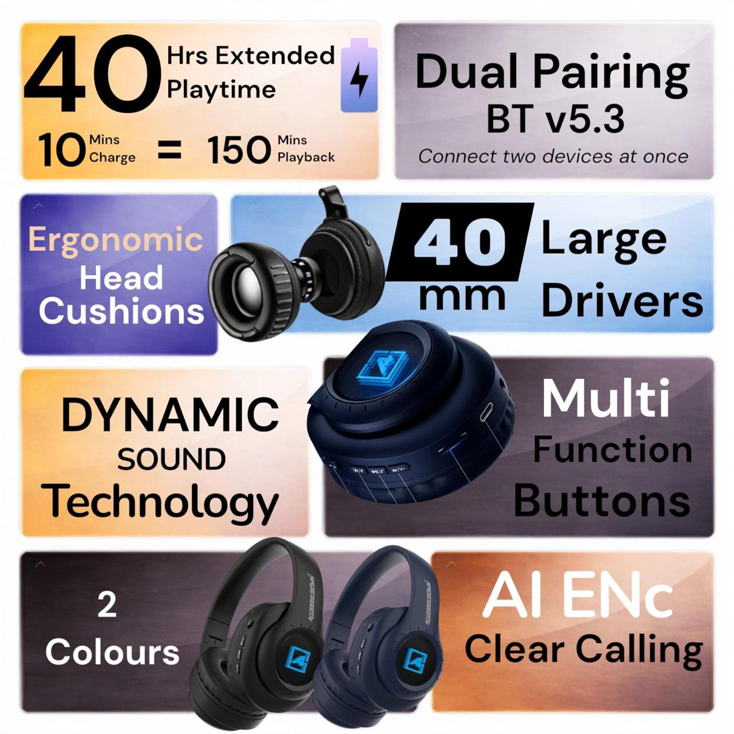 Image of accessorieplus Thunder,40H Battery,ENc,RGB Light,Dynamic Sound, Bluetooth
