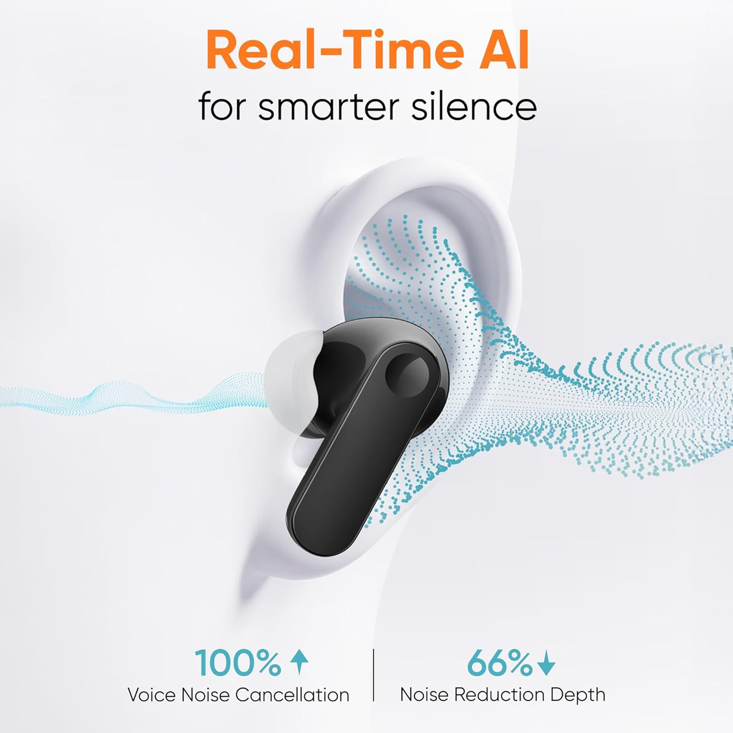 Image of AMS Buds T500 Pro with 50dB ANC|12.4mm Hi-res Drivers|Spatial Audio|56 Hrs Playtime Bluetooth Headset (Orange, True Wireless)