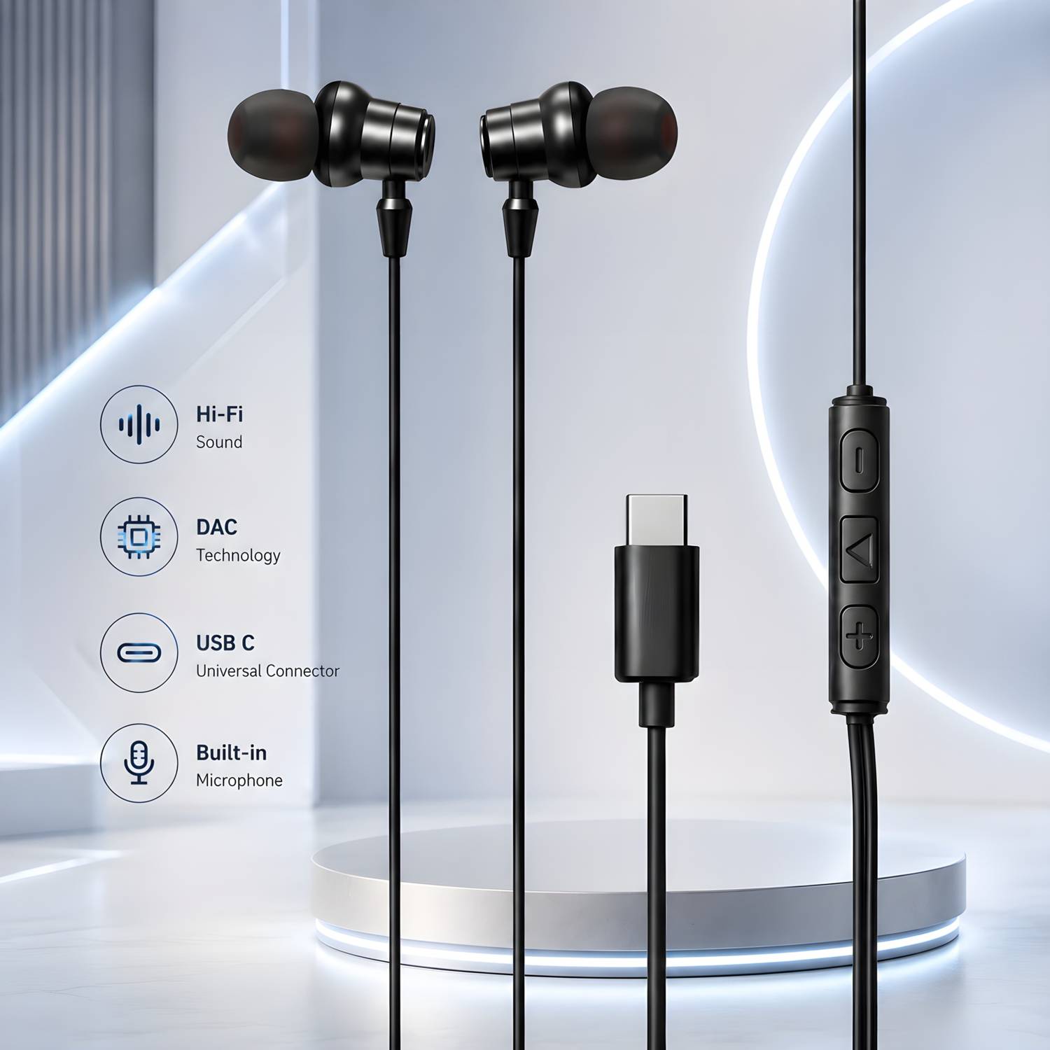 Bxeno Type C Wired Earphones with Mic For Sam_sung S22 Ultra/S21/S21+/S20/S20+[53] Wired