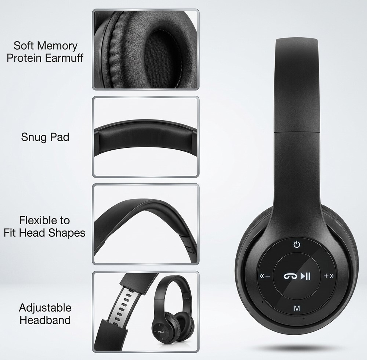 Image of ShreeVistaar Rechargeable Stereo Headphones with Built In Mic Soft Ear Cushions Bluetooth