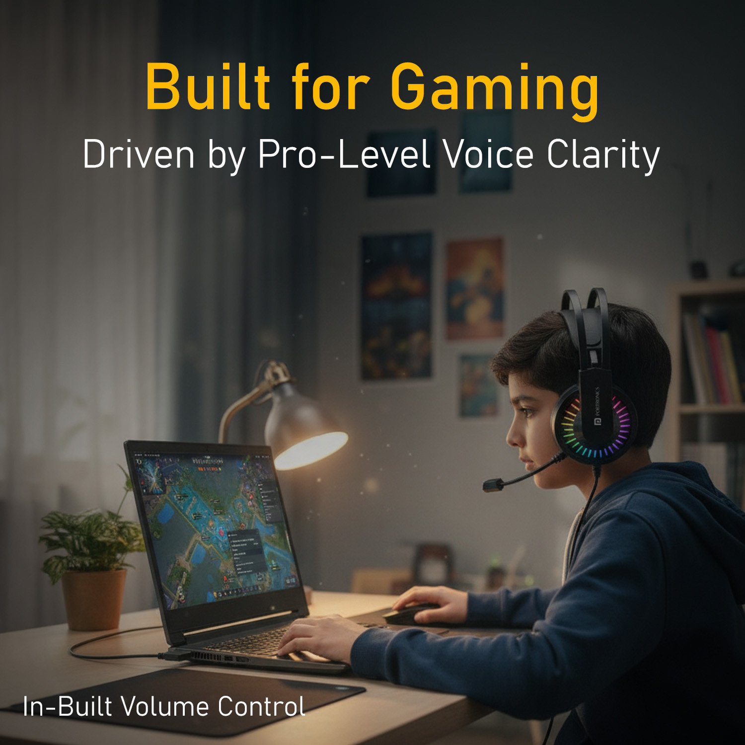 Image of Portronics RAVN Premium Wired Over Ear Gaming Headphone With Boom Mic,Soft Head support Wired