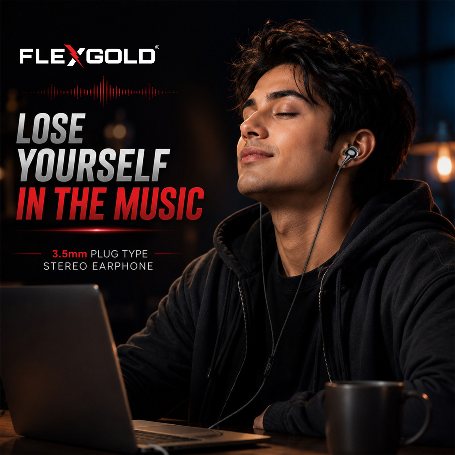 Image of Flex Gold Wired In-Ear Earphones with In-Line Mic, Clear Audio for Music & Calls Wired
