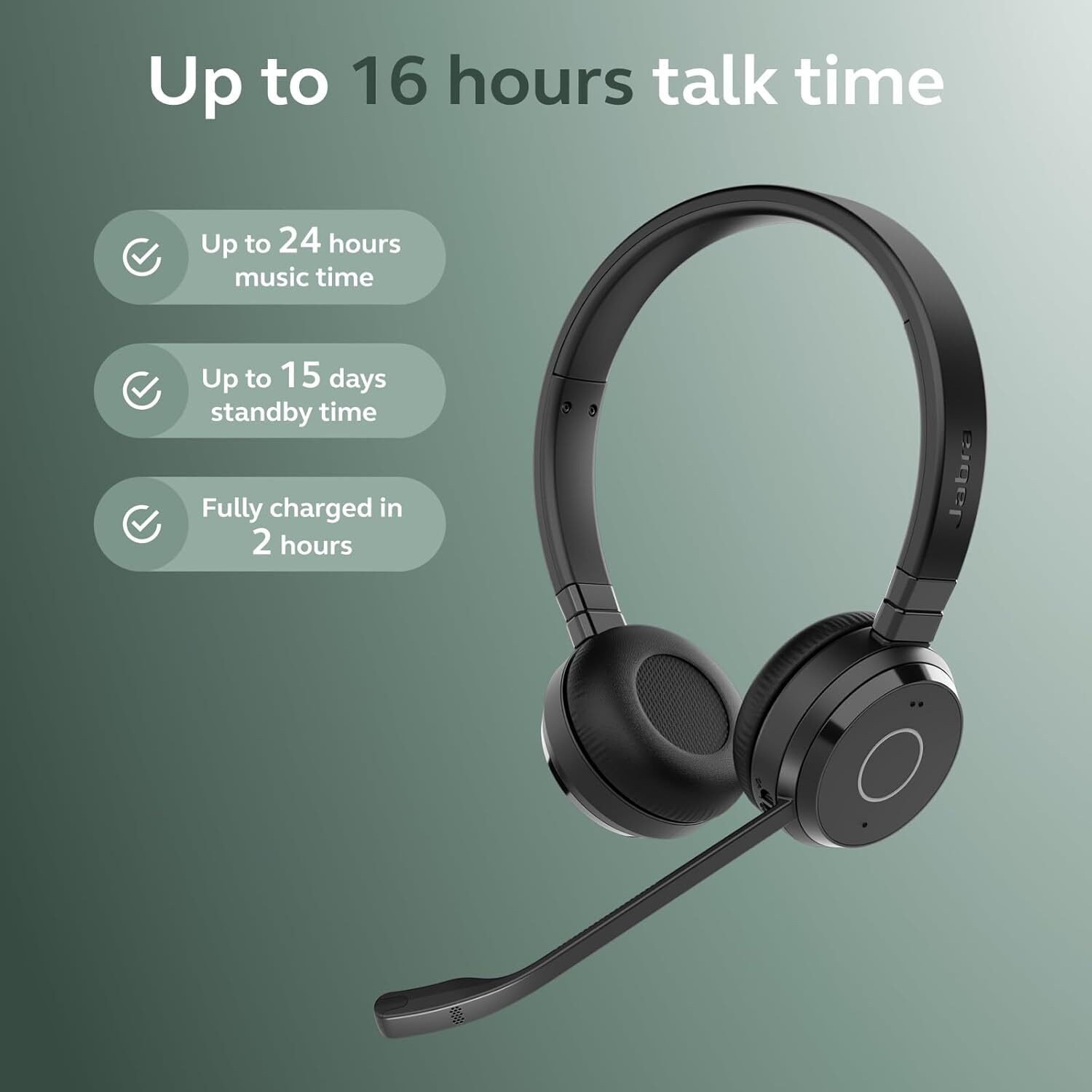 Image of JABRA Evolve 65 TE MS Bluetooth Office Headset with Mic, USB-A Link Bluetooth