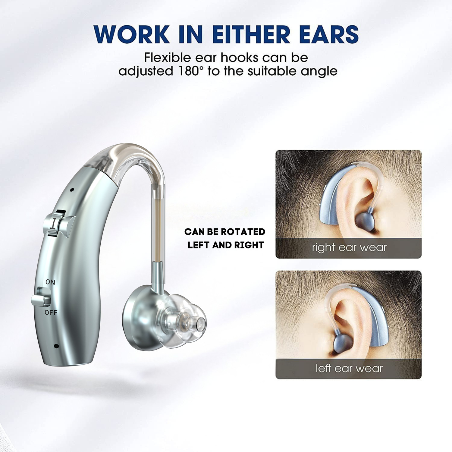 Image of Fastwell F25 Rechargeable Digital BTE Hearing Aid Machine Type-C Charging For Severe to Profound Hearing Loss | Small Size | Ideal for Old Age bte Hearing Aid