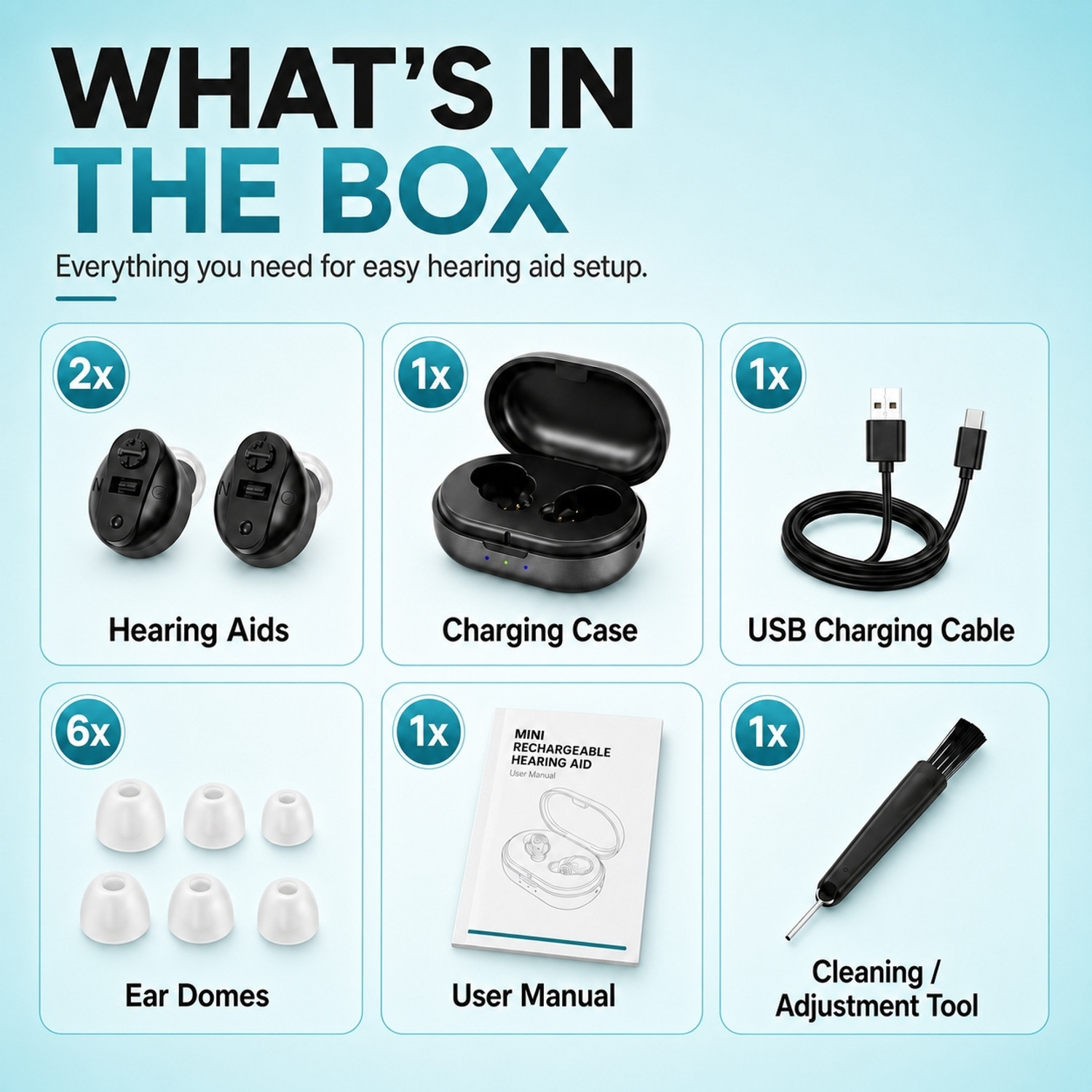 Image of Fastwell F14 Rechargeable hearing aids machine Invisible Hearing Aid In the Ear(Pair For Both Ear) ITE Hearing Aid (Black With Black Case)