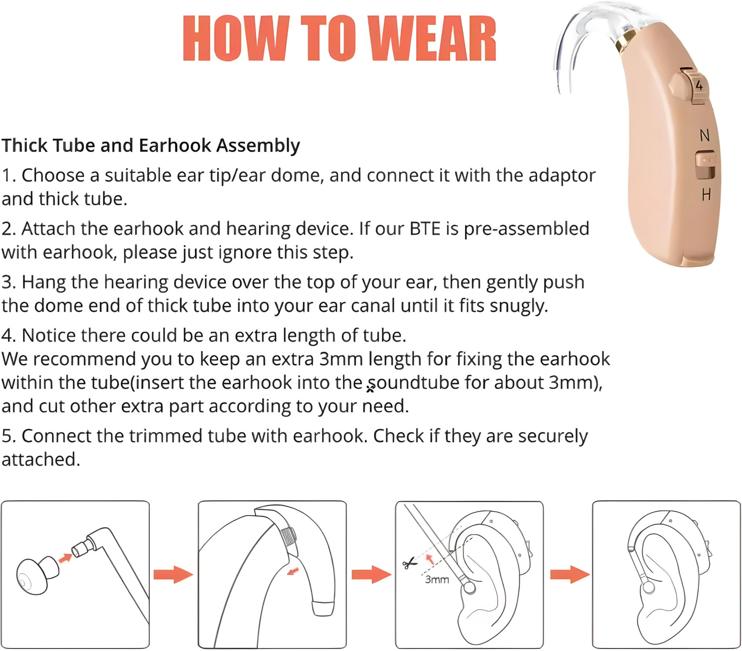 Image of Aika Made in Germany Behind The Ear Digital Hearing Aid Machine Sound Amplifier for Old Age Comes With Battery, Dry Kit and Automatic Sound Cancellation BTE Hearing Aid
