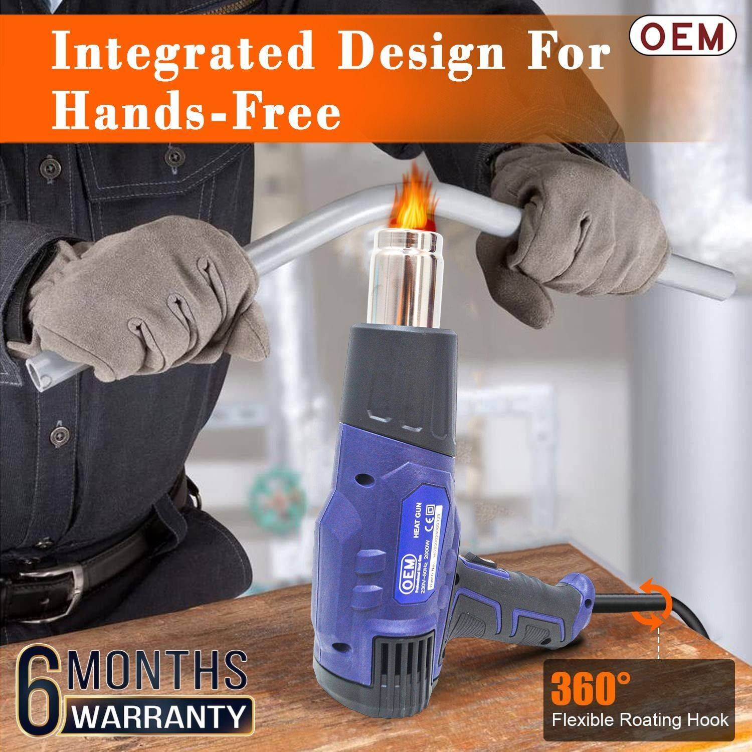 OEM 2000W Heat Gun, 2 Temp Modes, 4 Nozzles - Image 4