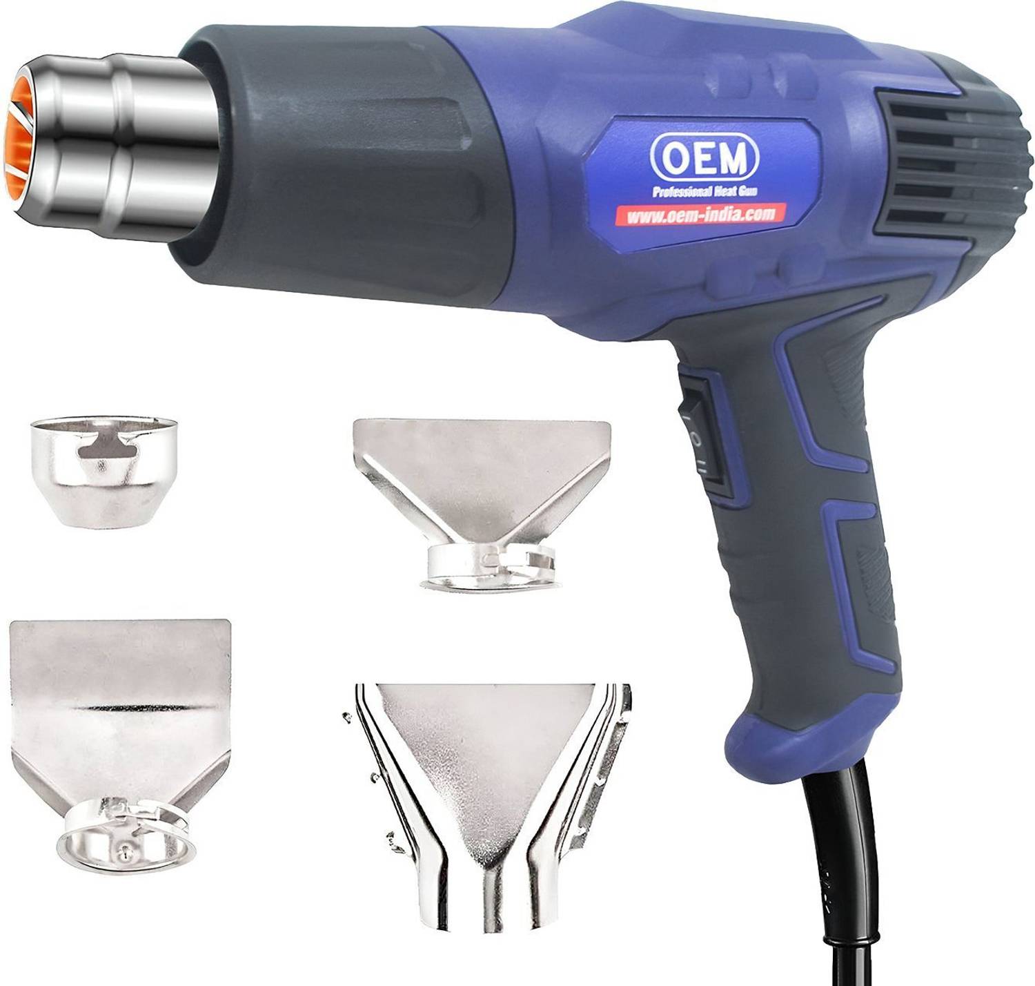 OEM 2000W Heat Gun, 2 Temp Modes, 4 Nozzles - Image 1