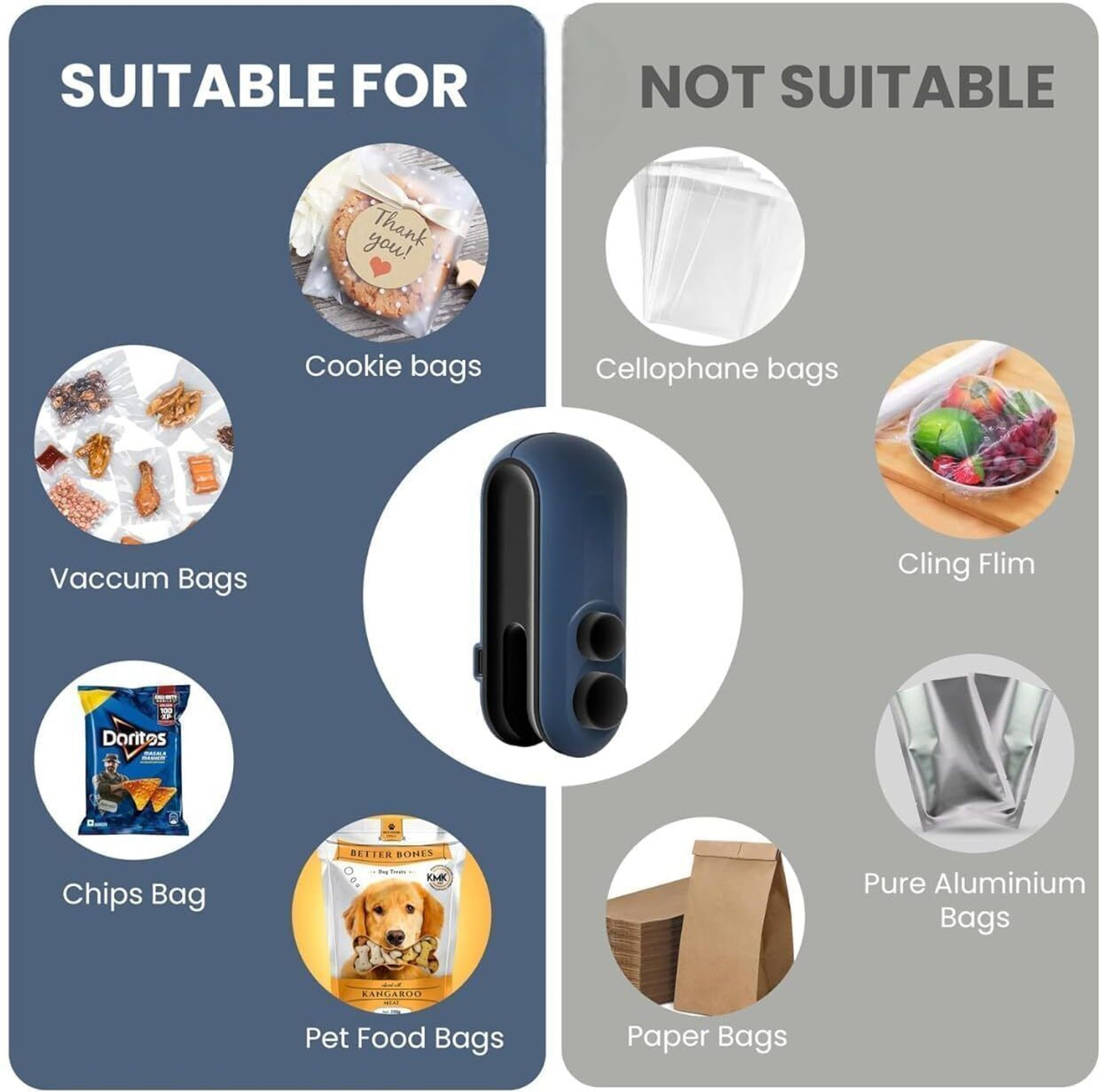 Image of KRUTHU Portable Mini Sealing Machine Handheld Packet Sealer for Food Bags Hand Held Heat Sealer