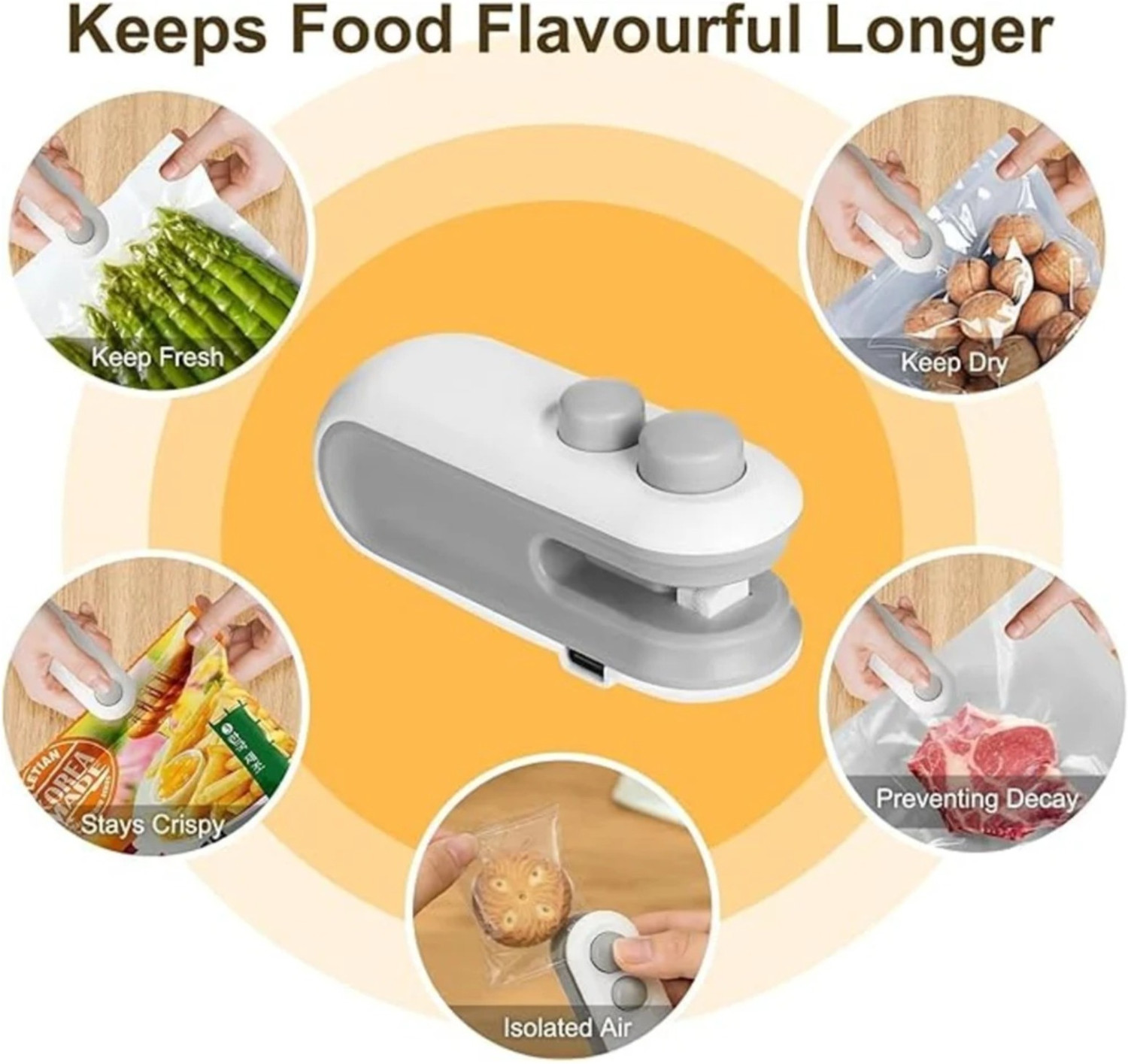 Image of vishesh Mini Sealer Machine, 2 in 1 USB Rechargeable Magnetic Heat Sealing & Cutting Hand Held Heat Sealer